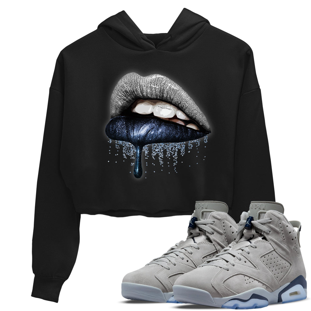 Jordan 6 Georgetown Sneaker Matching T-Shirt Dripping Lips Sneaker Tees Jordan 6 Georgetown Sneaker Release Tees Women's Shirts