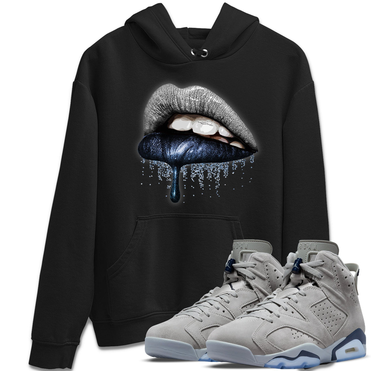 Jordan 6 Georgetown Sneaker Matching T-Shirt Dripping Lips Sneaker Tees Jordan 6 Georgetown Sneaker Release Tees Crew Neck Tees
