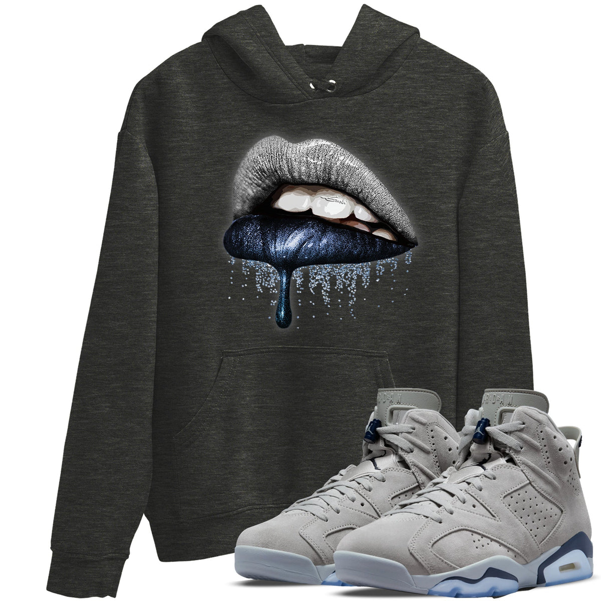Jordan 6 Georgetown Sneaker Matching T-Shirt Dripping Lips Sneaker Tees Jordan 6 Georgetown Sneaker Release Tees Crew Neck Tees