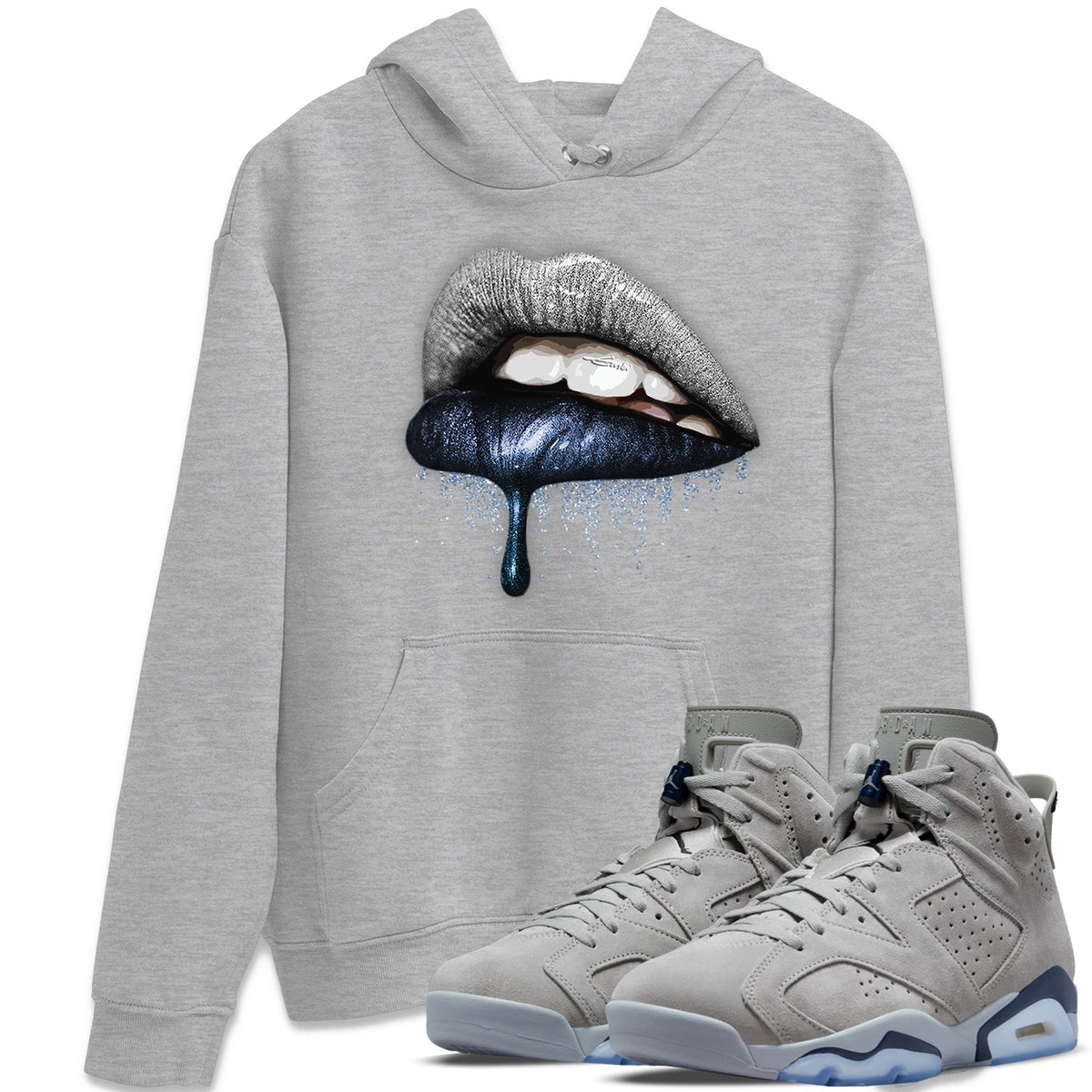 Jordan 6 Georgetown Sneaker Matching T-Shirt Dripping Lips Sneaker Tees Jordan 6 Georgetown Sneaker Release Tees Crew Neck Tees
