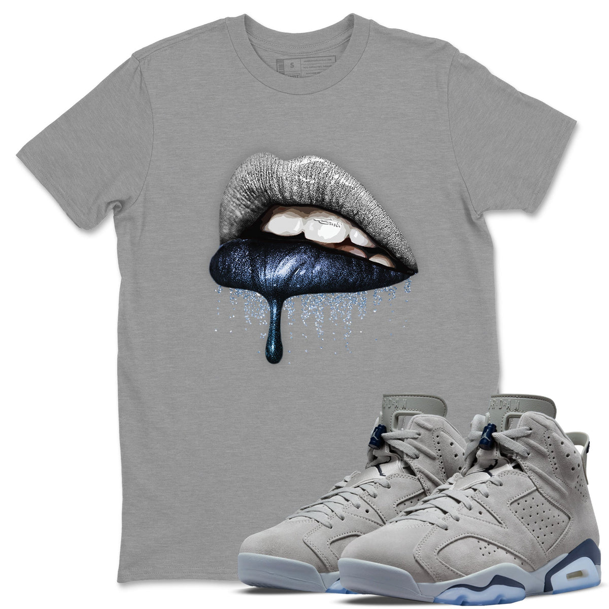 Jordan 6 Georgetown Sneaker Matching T-Shirt Dripping Lips Sneaker Tees Jordan 6 Georgetown Sneaker Release Tees Crew Neck Tees