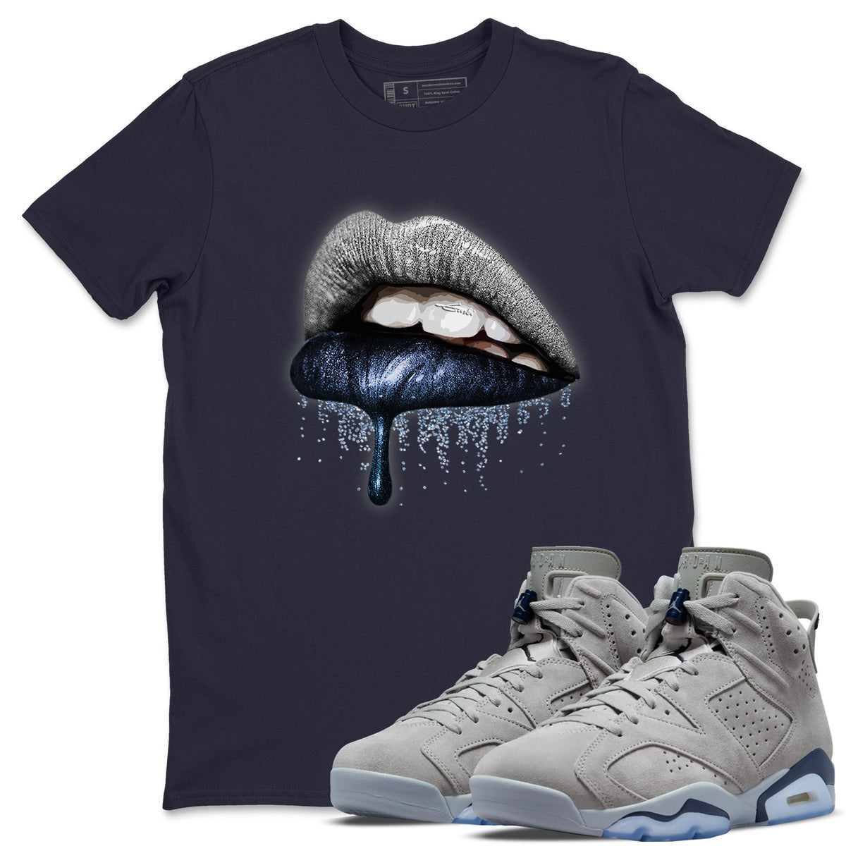 Jordan 6 Georgetown Sneaker Matching T-Shirt Dripping Lips Sneaker Tees Jordan 6 Georgetown Sneaker Release Tees Crew Neck Tees