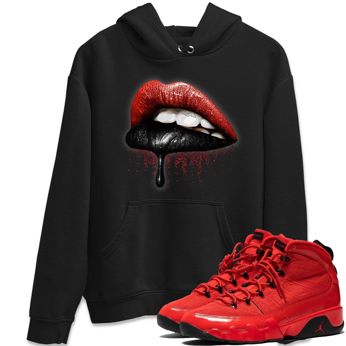 Jordan 9 Chile Red Shirt To Match Jordans Dripping Lips Sneaker Tees Jordan 9 Chile Red Drip Gear Zone Sneaker Matching Clothing Unisex Shirts