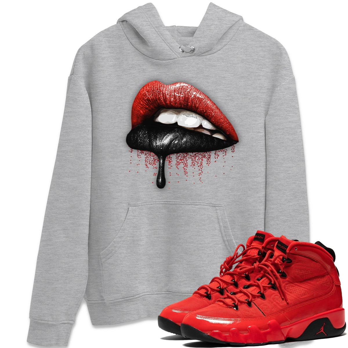 Jordan 9 Chile Red Shirt To Match Jordans Dripping Lips Sneaker Tees Jordan 9 Chile Red Drip Gear Zone Sneaker Matching Clothing Unisex Shirts