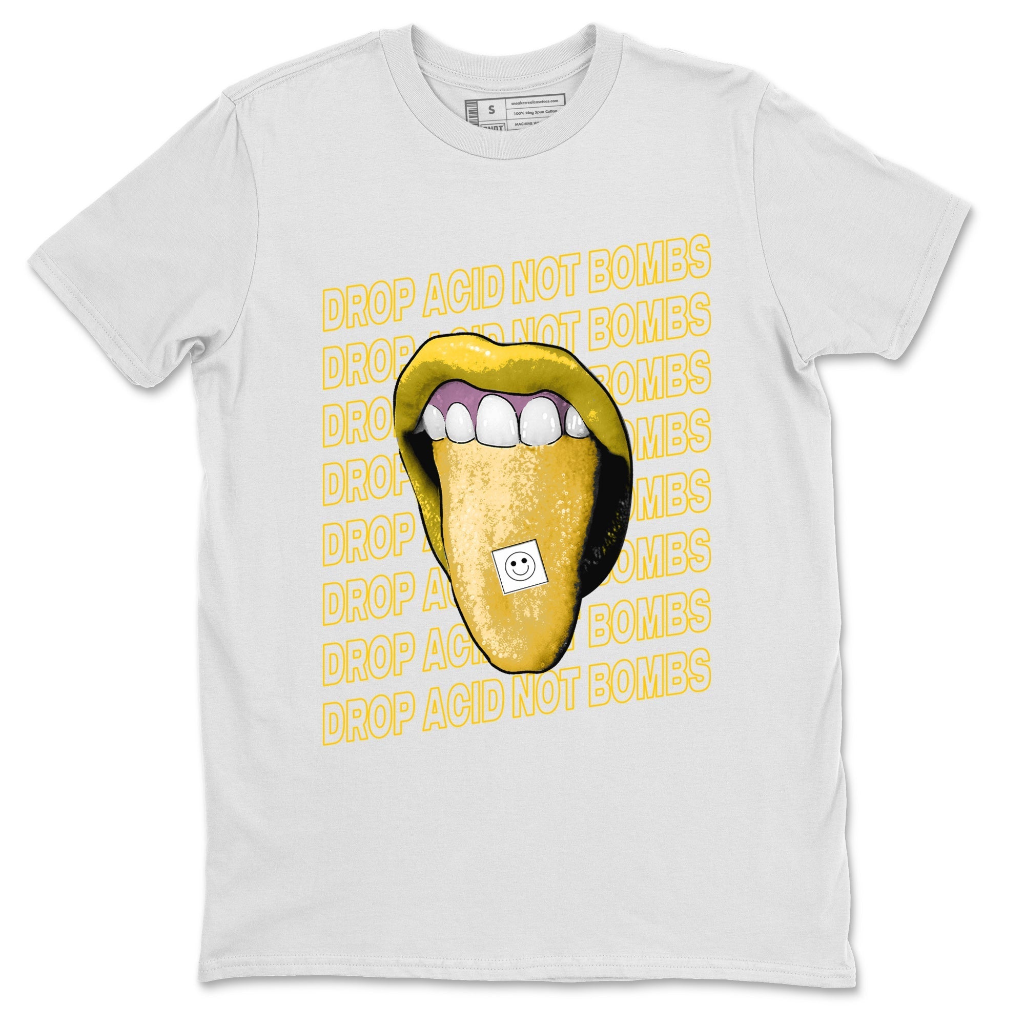 Air Jordan 11 Yellow Python Sneaker Match Tees Drop Acid Not Bombs Streetwear Sneaker Shirt Air Jordan 11 Snakeskin Shirts Unisex Shirts White 2