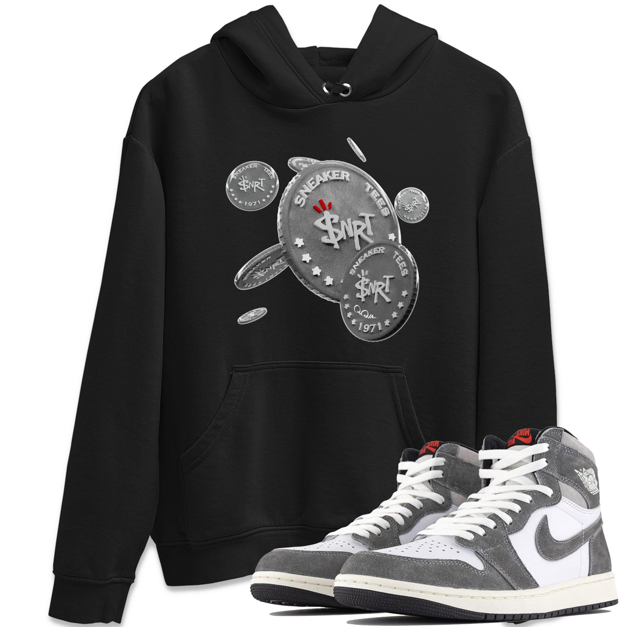 Air Jordan 1 Washed Heritage Sneaker Match Tees Drop Coin Streetwear Sneaker Shirt AJ1 Washed Heritage Sneaker Release Tees Unisex Shirts Black 1