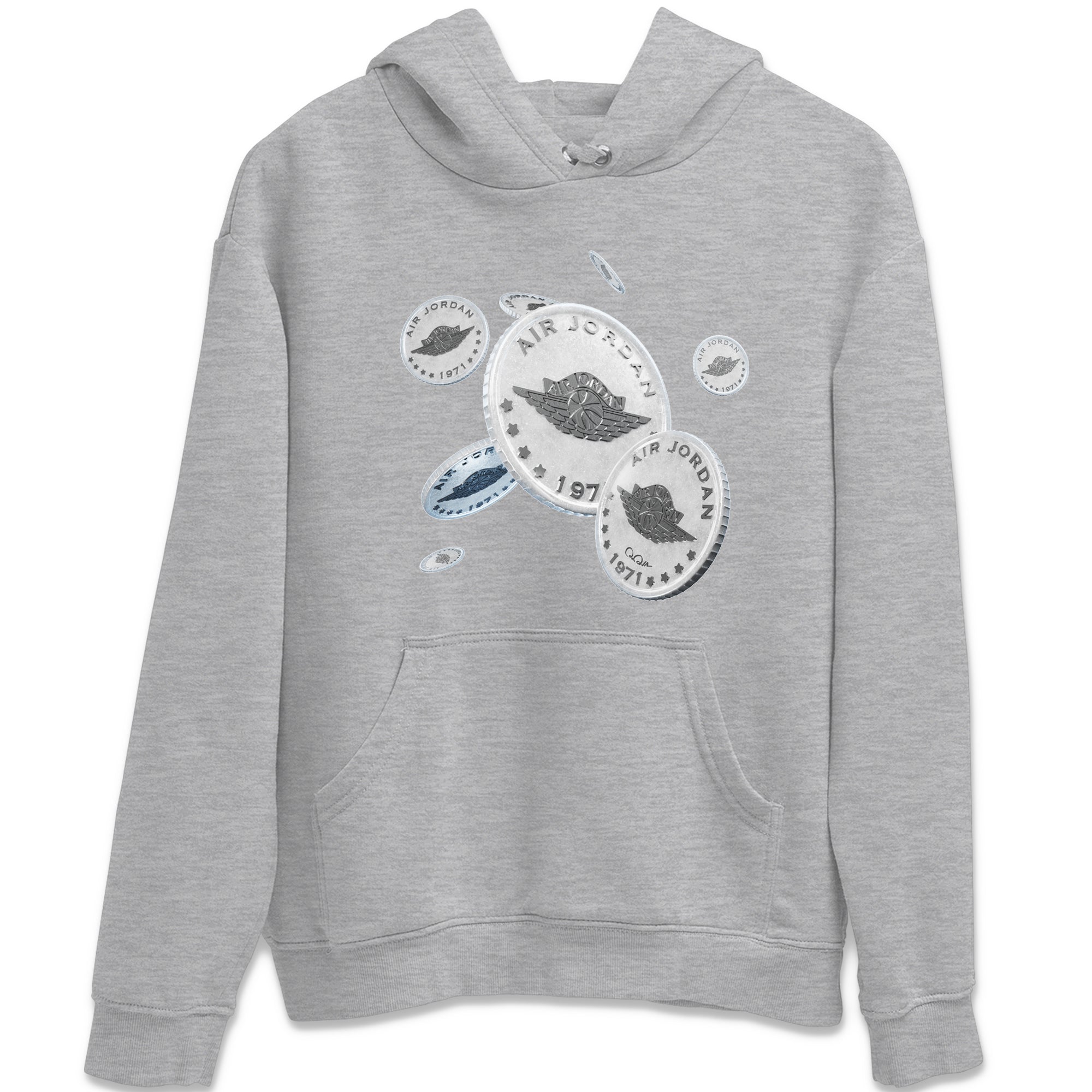 Air Jordan 11 White Cement Sneaker Match Tees Drop Coin Streetwear Sneaker Shirt Air Jordan 11 Cement Grey Sneaker Release Tees Unisex Shirts Heather Grey 2