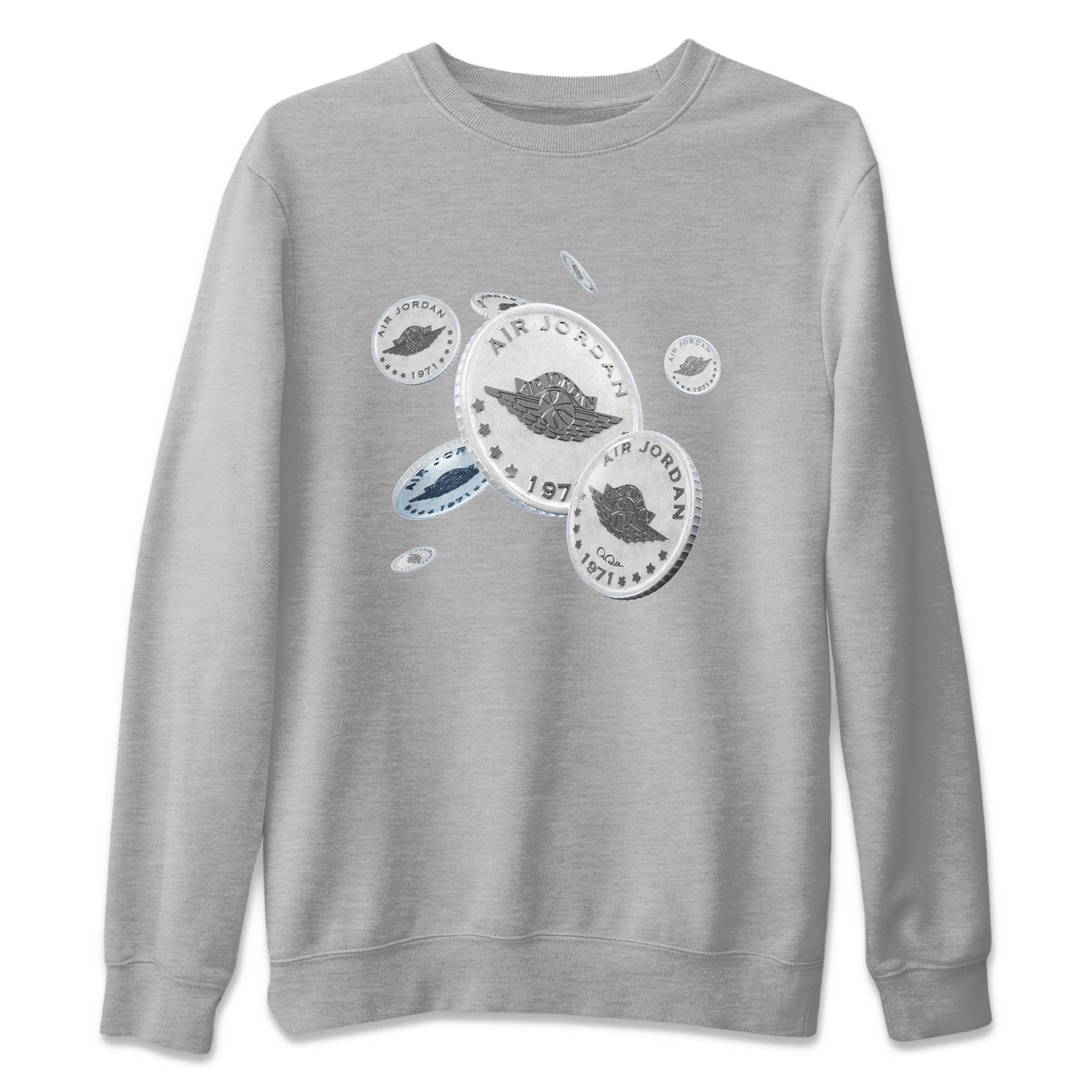 Air Jordan 11 White Cement Sneaker Match Tees Drop Coin Streetwear Sneaker Shirt Air Jordan 11 Cement Grey Sneaker Release Tees Unisex Shirts Heather Grey 2