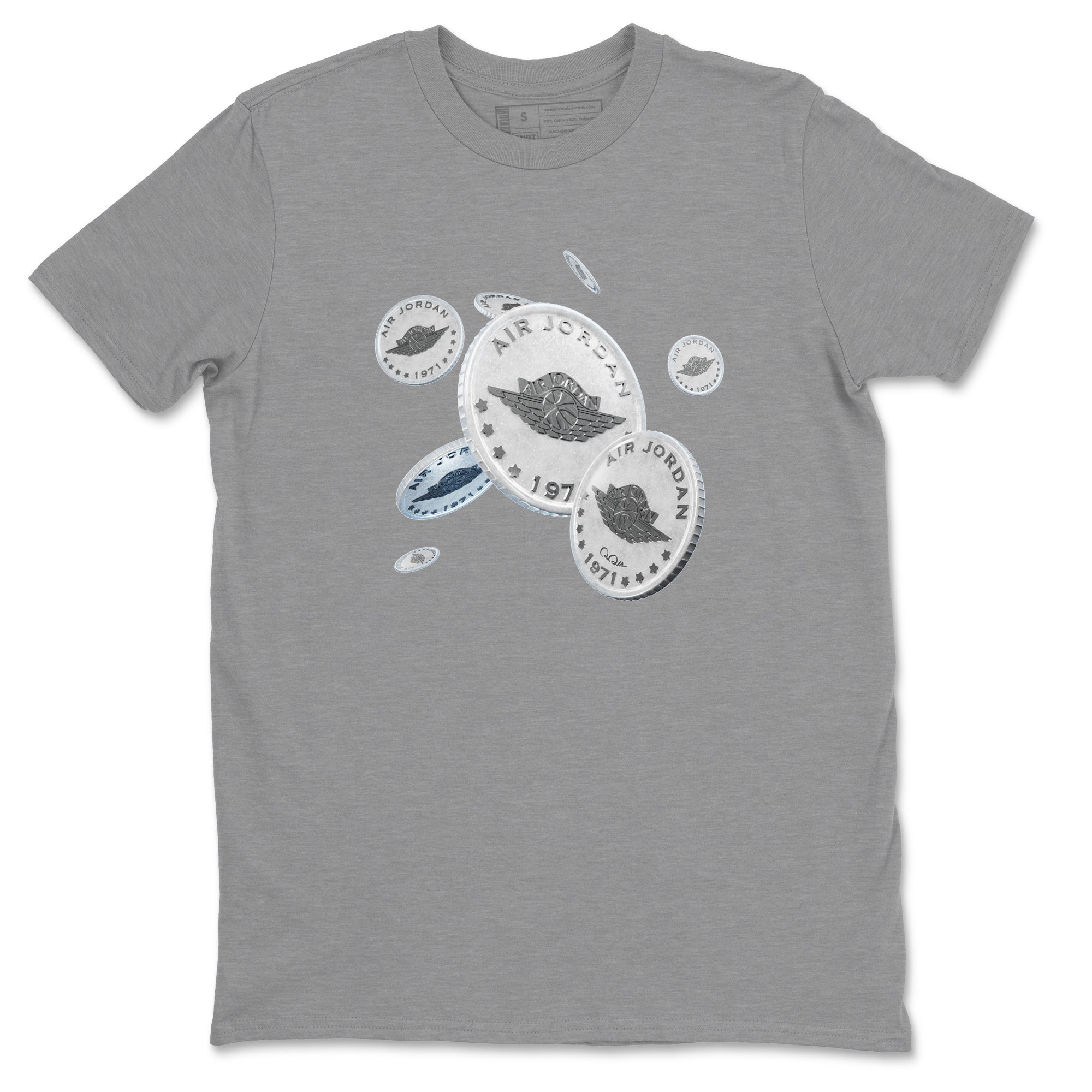 Air Jordan 11 White Cement Sneaker Match Tees Drop Coin Streetwear Sneaker Shirt Air Jordan 11 Cement Grey Sneaker Release Tees Unisex Shirts Heather Grey 2