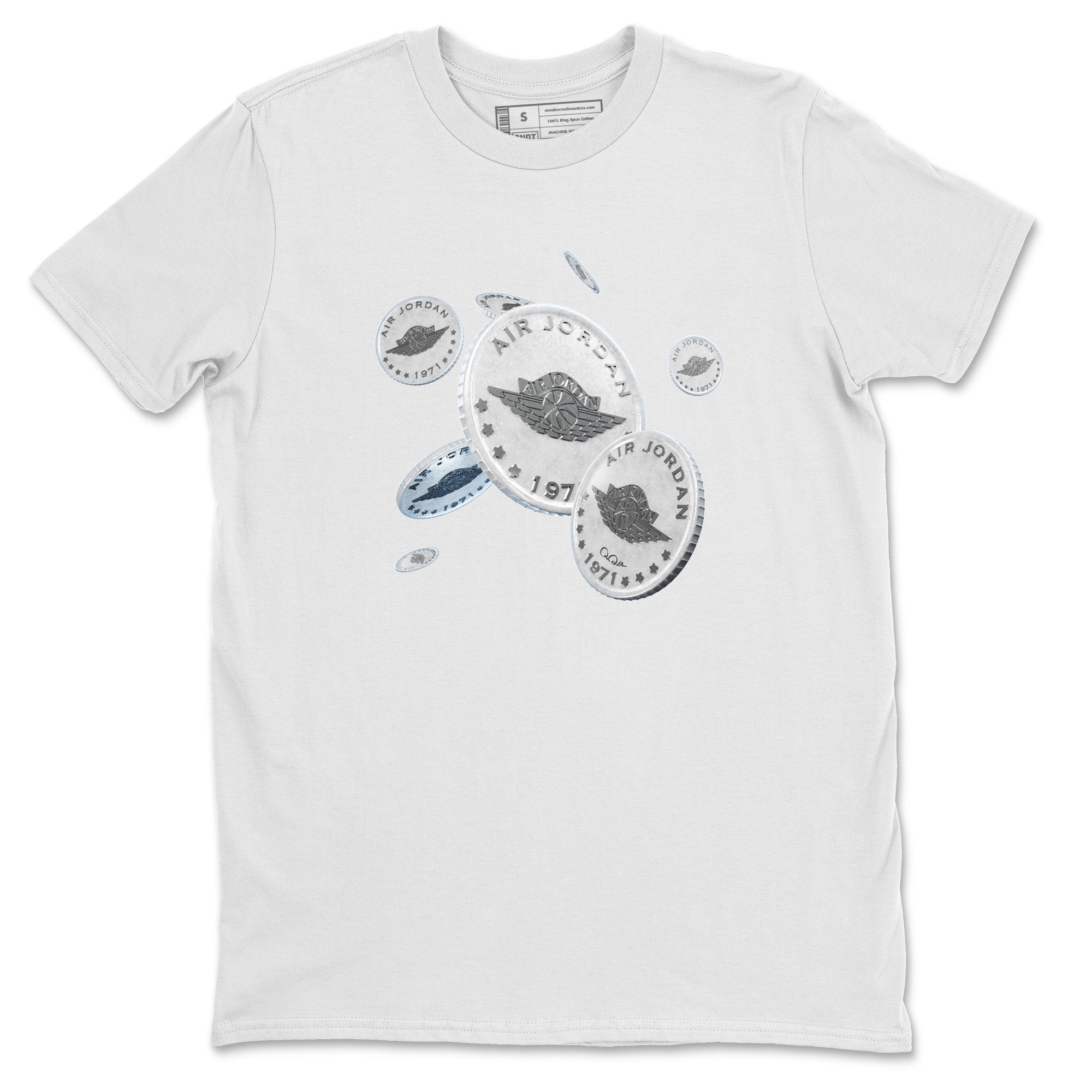 Air Jordan 11 White Cement Sneaker Match Tees Drop Coin Streetwear Sneaker Shirt Air Jordan 11 Cement Grey Sneaker Release Tees Unisex Shirts White 2