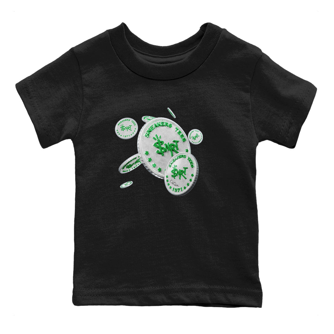 Air Jordan 3 Lucky Green Sneaker Match Tees Drop Coin Streetwear Sneaker Shirt AJ3 Lucky Green Sneaker Release Tees Kids Shirts Black 2