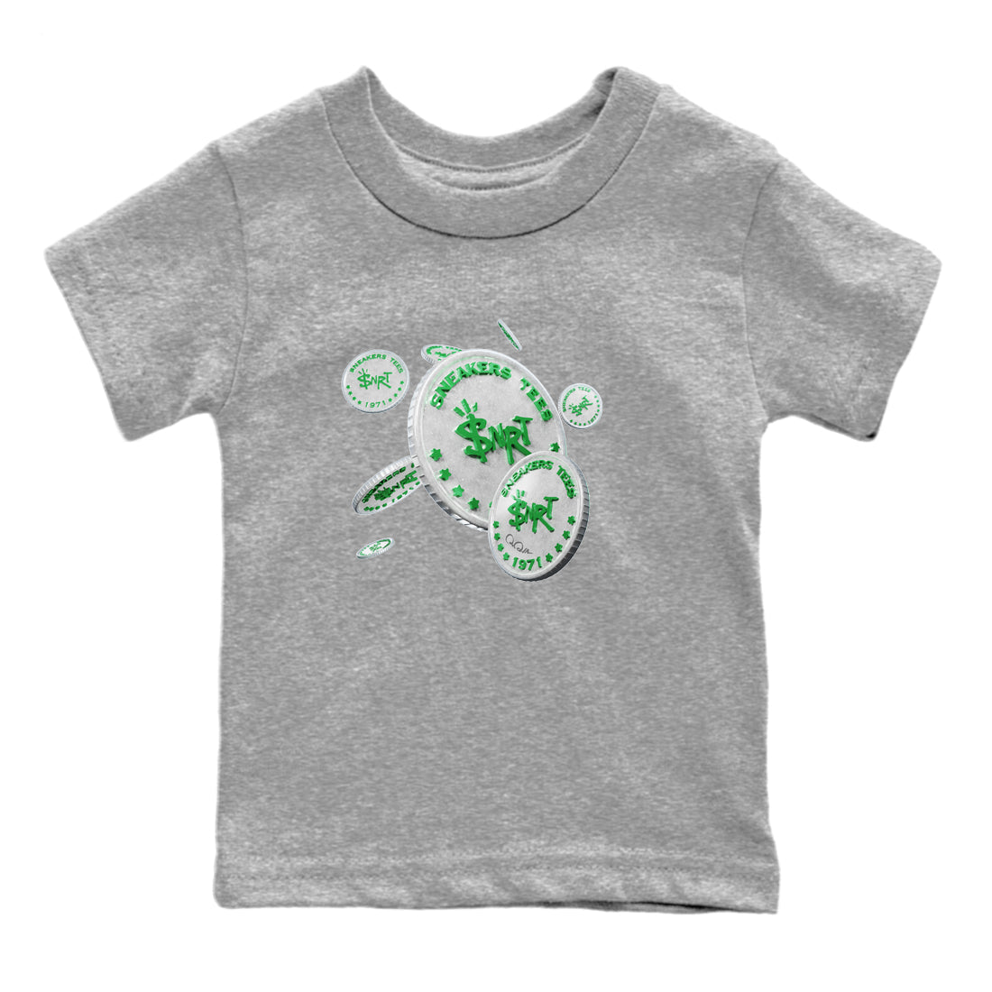 Air Jordan 3 Lucky Green Sneaker Match Tees Drop Coin Streetwear Sneaker Shirt AJ3 Lucky Green Sneaker Release Tees Kids Shirts Heather Grey 2