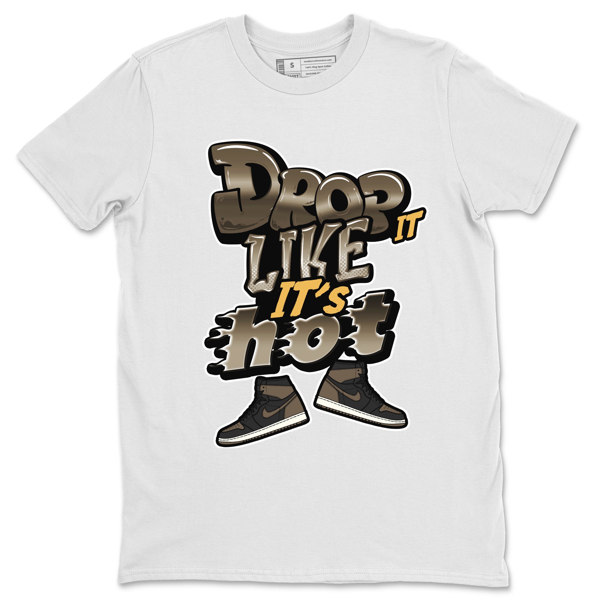Air Jordan 1 Palomino shirt to match jordans Drop It Like It's Hot Streetwear Sneaker Shirt AJ1 High Palomino Drip Gear Zone Sneaker Matching Clothing Unisex White 2 T-Shirt