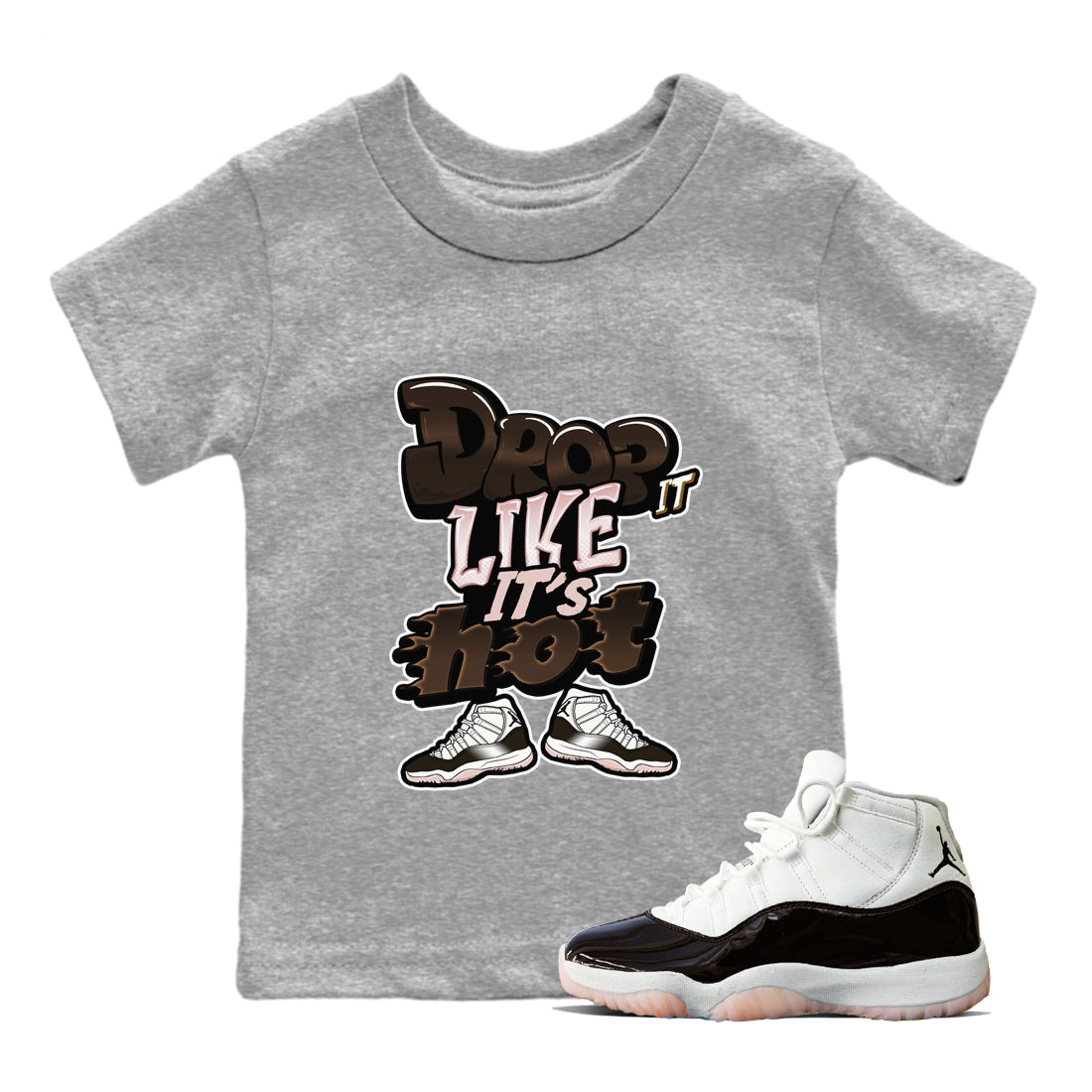 Air Jordan 11 Neapolitan shirt to match jordans Drop It Like It's Hot sneaker matching t-shirts and clothing AJ11 Neapolitan Drip Gear Zone Youth Kids Toddler Heather Grey 1 T-Shirt