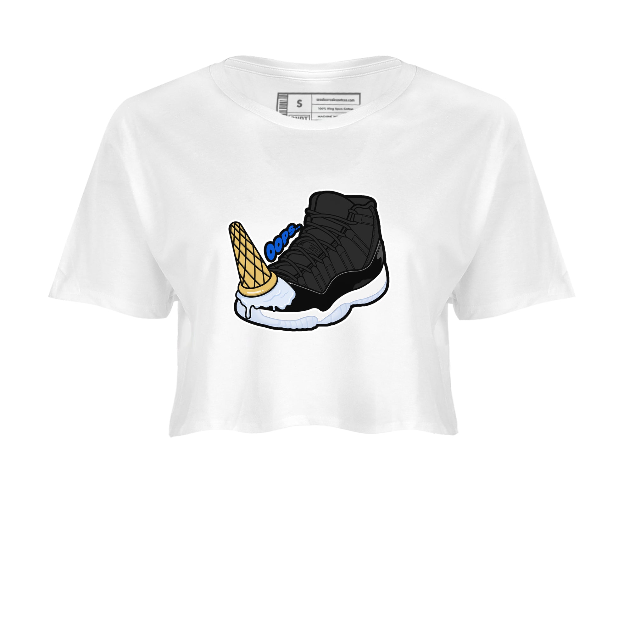 Air Jordan 11 Space shirt to match jordans Dropped Ice Cream sneaker tees AJ11 Space Drip Gear Zone White 2 crop length shirt