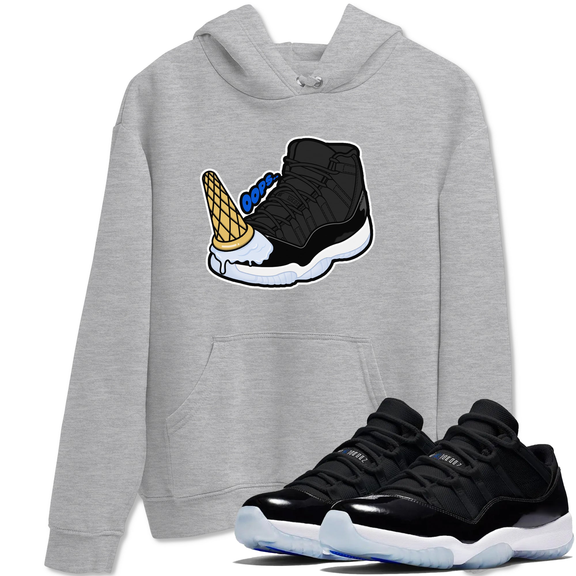 Air Jordan 11 Space shirt to match jordans Dropped Ice Cream sneaker tees AJ11 Space Drip Gear Zone unisex cotton Heather Grey 1 crew neck shirt