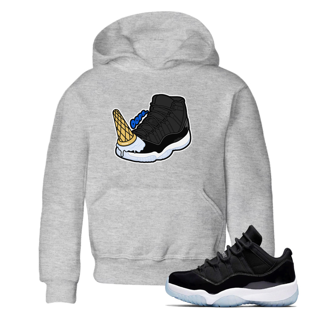 Air Jordan 11 Space shirt to match jordans Dropped Ice Cream sneaker tees AJ11 Space Drip Gear Zone baby toddler Heather Grey 1 cotton Shirt