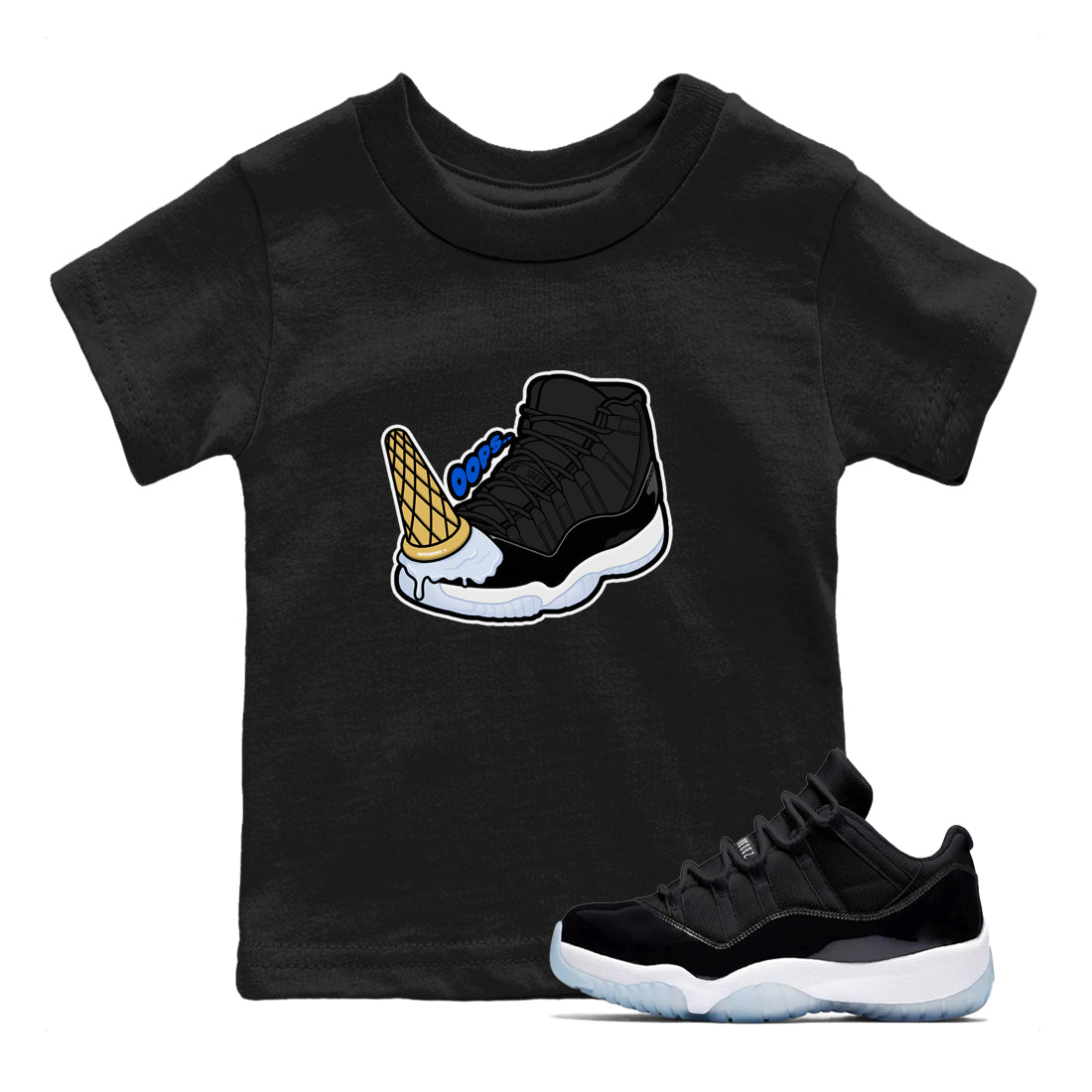 Air Jordan 11 Space shirt to match jordans Dropped Ice Cream sneaker tees AJ11 Space Drip Gear Zone baby toddler Black 1 cotton Shirt