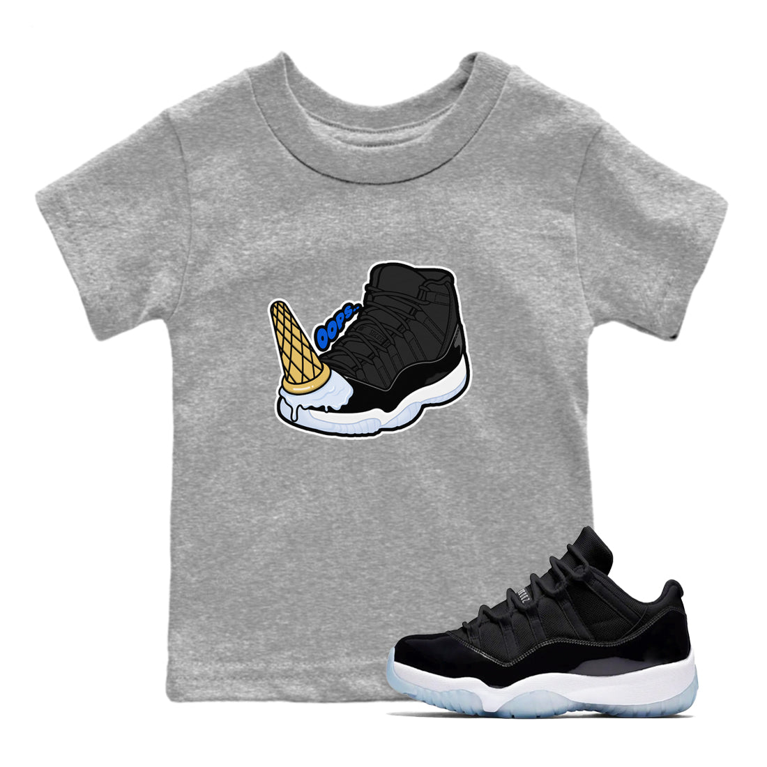 Air Jordan 11 Space shirt to match jordans Dropped Ice Cream sneaker tees AJ11 Space Drip Gear Zone baby toddler Heather Grey 1 cotton Shirt
