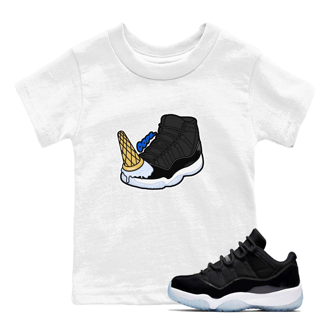 Air Jordan 11 Space shirt to match jordans Dropped Ice Cream sneaker tees AJ11 Space Drip Gear Zone baby toddler White 1 cotton Shirt
