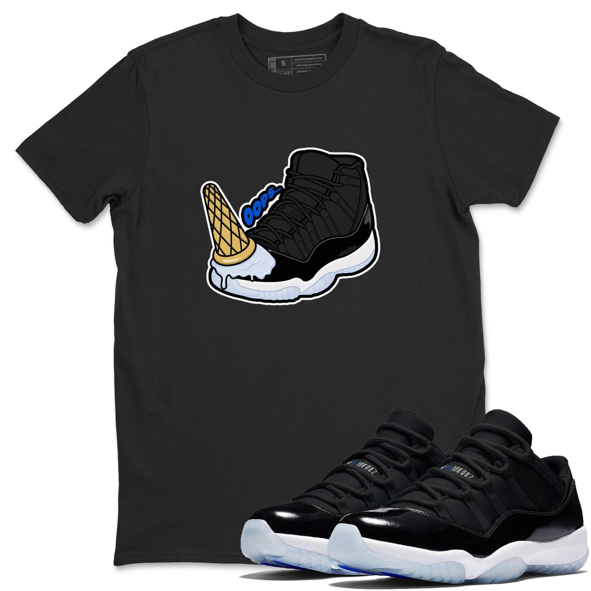 Air Jordan 11 Space shirt to match jordans Dropped Ice Cream sneaker tees AJ11 Space Drip Gear Zone unisex cotton Black 1 crew neck shirt