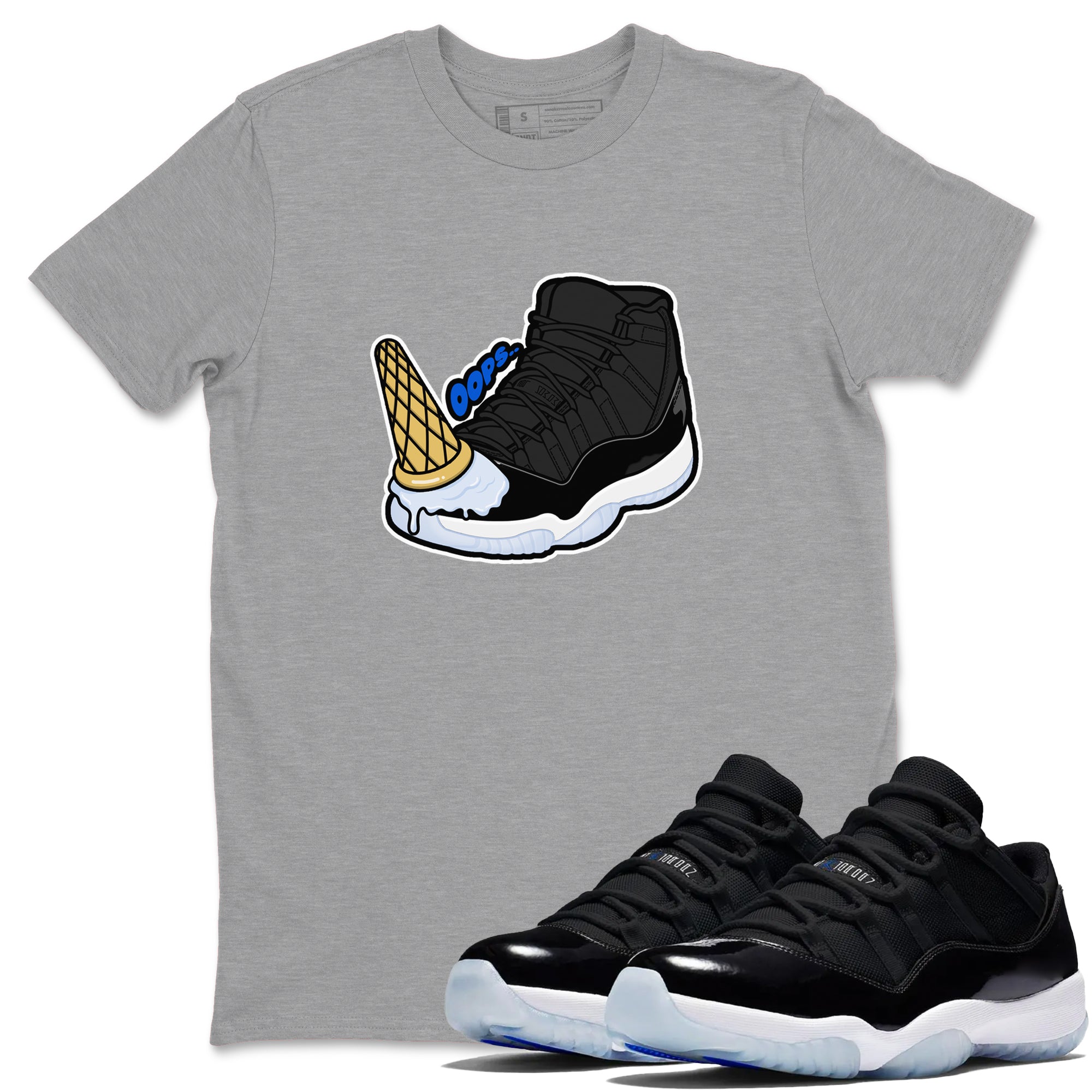 Air Jordan 11 Space shirt to match jordans Dropped Ice Cream sneaker tees AJ11 Space Drip Gear Zone unisex cotton Heather Grey 1 crew neck shirt