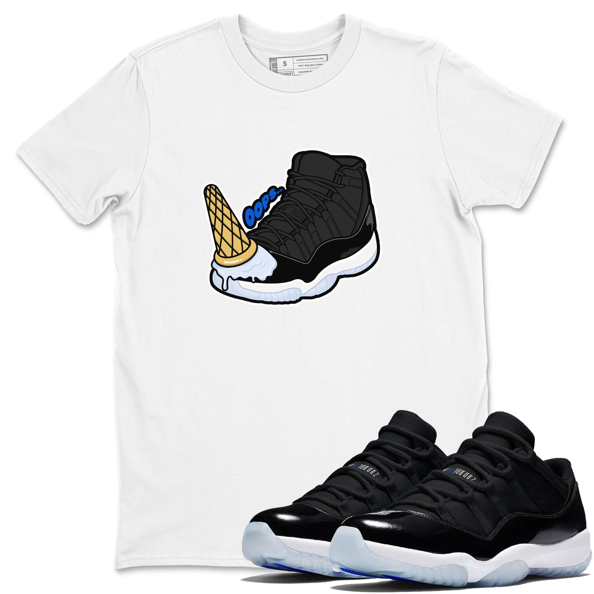 Air Jordan 11 Space shirt to match jordans Dropped Ice Cream sneaker tees AJ11 Space Drip Gear Zone unisex cotton White 1 crew neck shirt