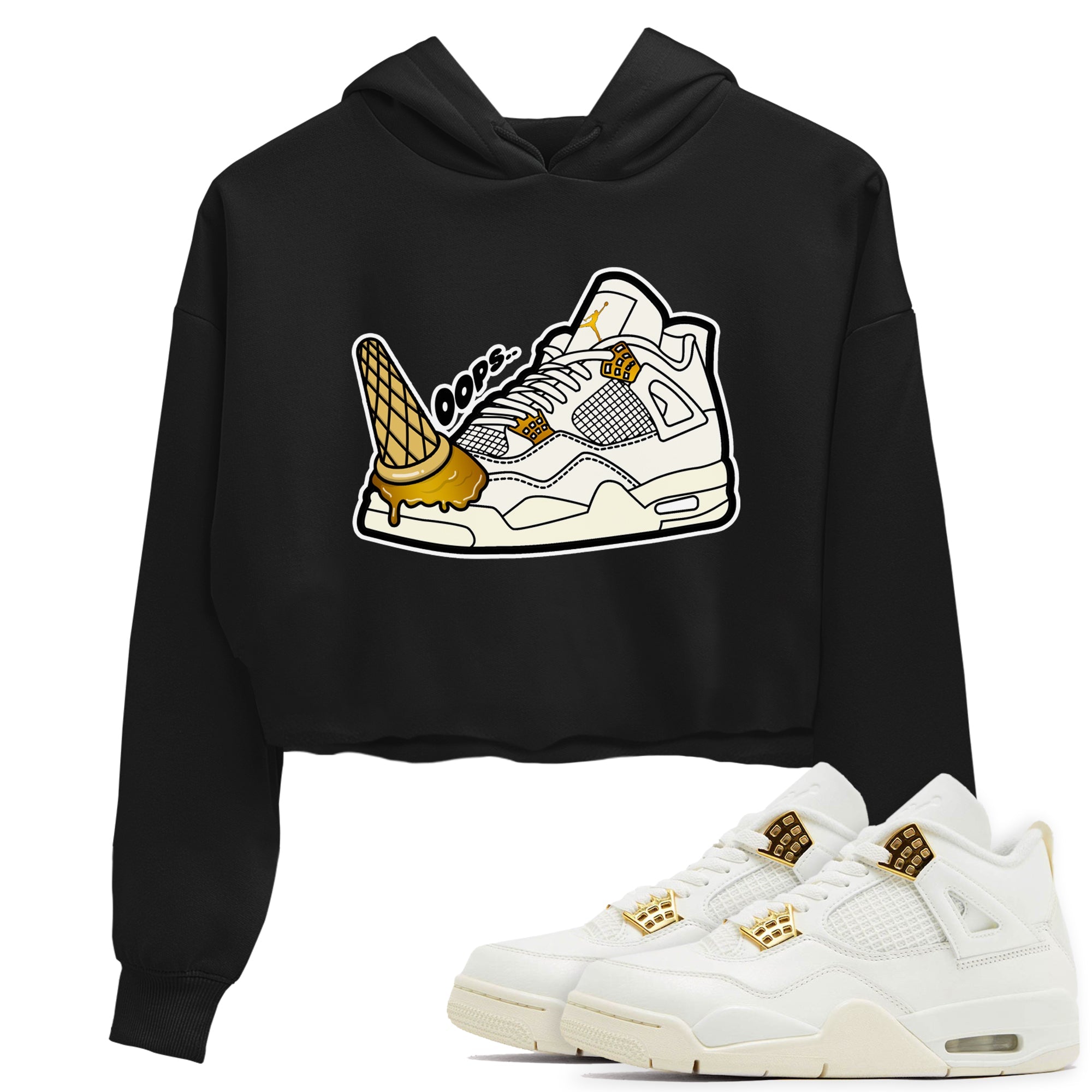 4s Sail 2024 shirt to match jordans Dropped Ice Cream sneaker tees Air Jordan 4 Sail 2024 Drip Gear Zone Black 1 crop length shirt