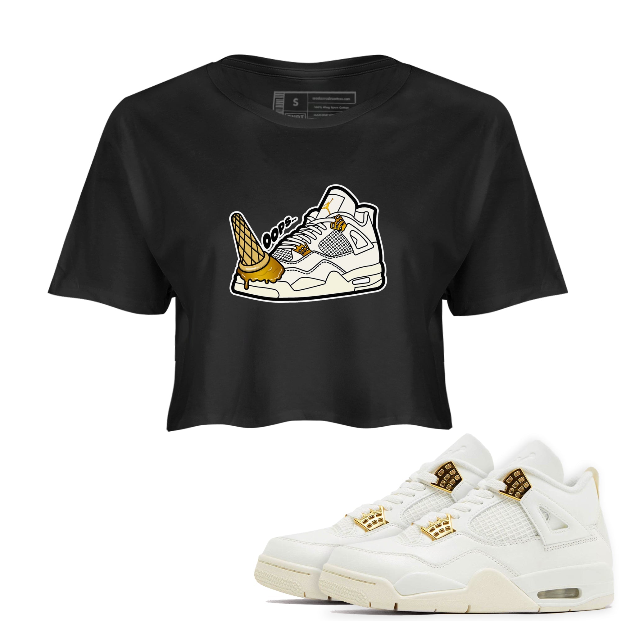 4s Sail 2024 shirt to match jordans Dropped Ice Cream sneaker tees Air Jordan 4 Sail 2024 Drip Gear Zone Black 1 crop length shirt