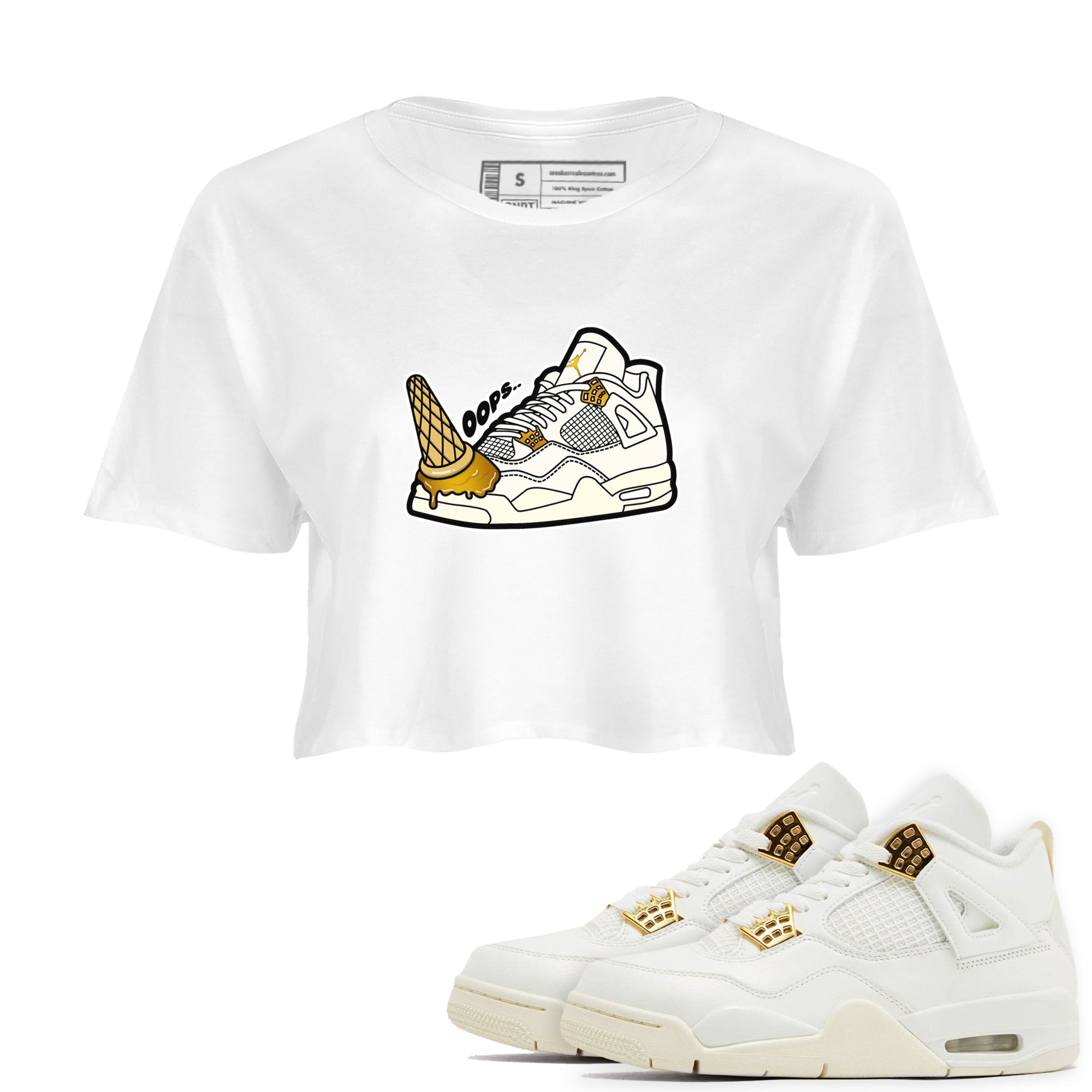4s Sail 2024 shirt to match jordans Dropped Ice Cream sneaker tees Air Jordan 4 Sail 2024 Drip Gear Zone White 1 crop length shirt