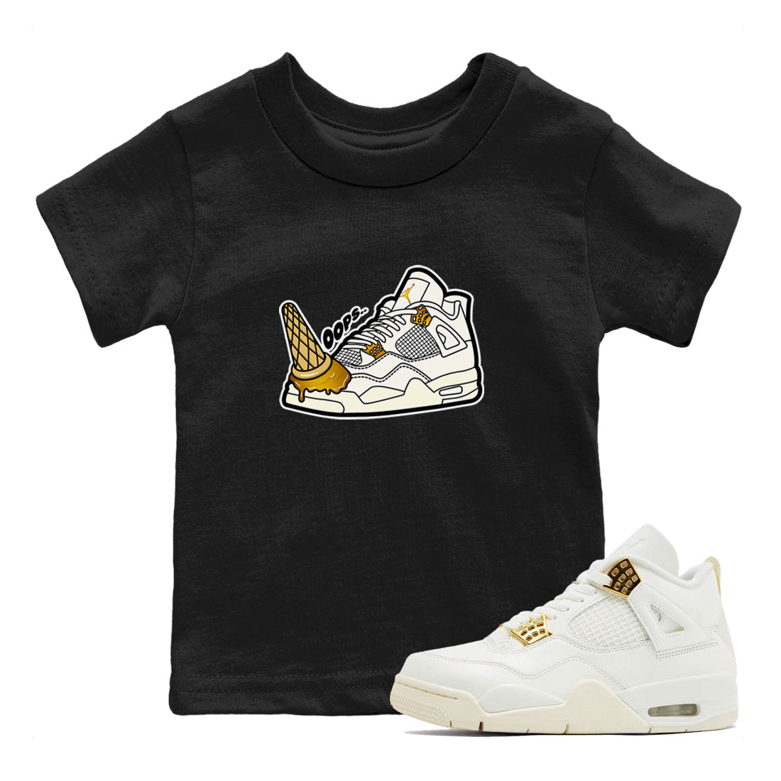 4s Sail 2024 shirt to match jordans Dropped Ice Cream sneaker tees Air Jordan 4 Sail 2024 Drip Gear Zone baby toddler Black 1 cotton Shirt