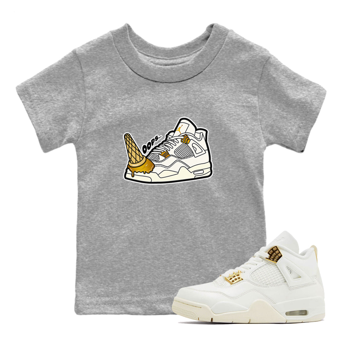 4s Sail 2024 shirt to match jordans Dropped Ice Cream sneaker tees Air Jordan 4 Sail 2024 Drip Gear Zone baby toddler Heather Grey 1 cotton Shirt