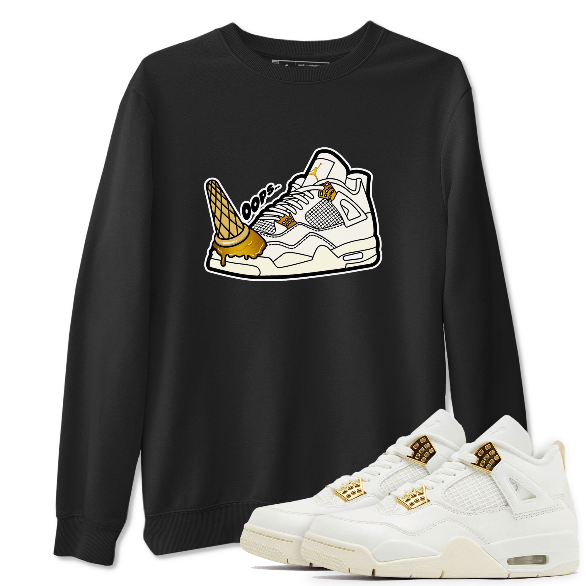 4s Sail 2024 shirt to match jordans Dropped Ice Cream sneaker tees Air Jordan 4 Sail 2024 Drip Gear Zone unisex cotton Black 1 crew neck shirt
