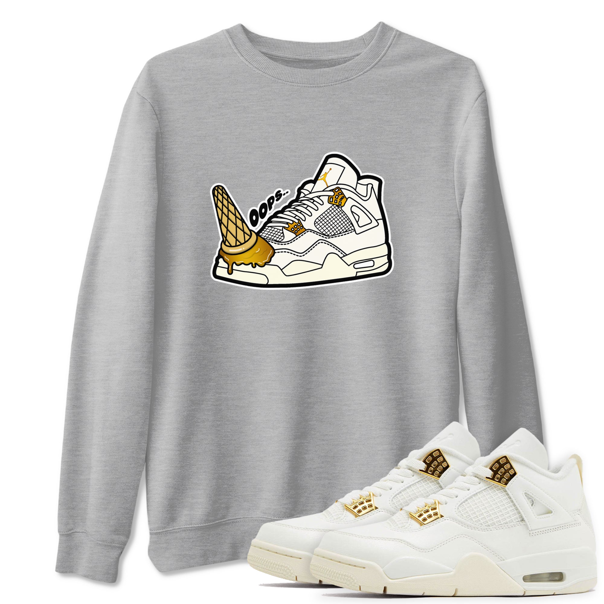 4s Sail 2024 shirt to match jordans Dropped Ice Cream sneaker tees Air Jordan 4 Sail 2024 Drip Gear Zone unisex cotton Heather Grey 1 crew neck shirt