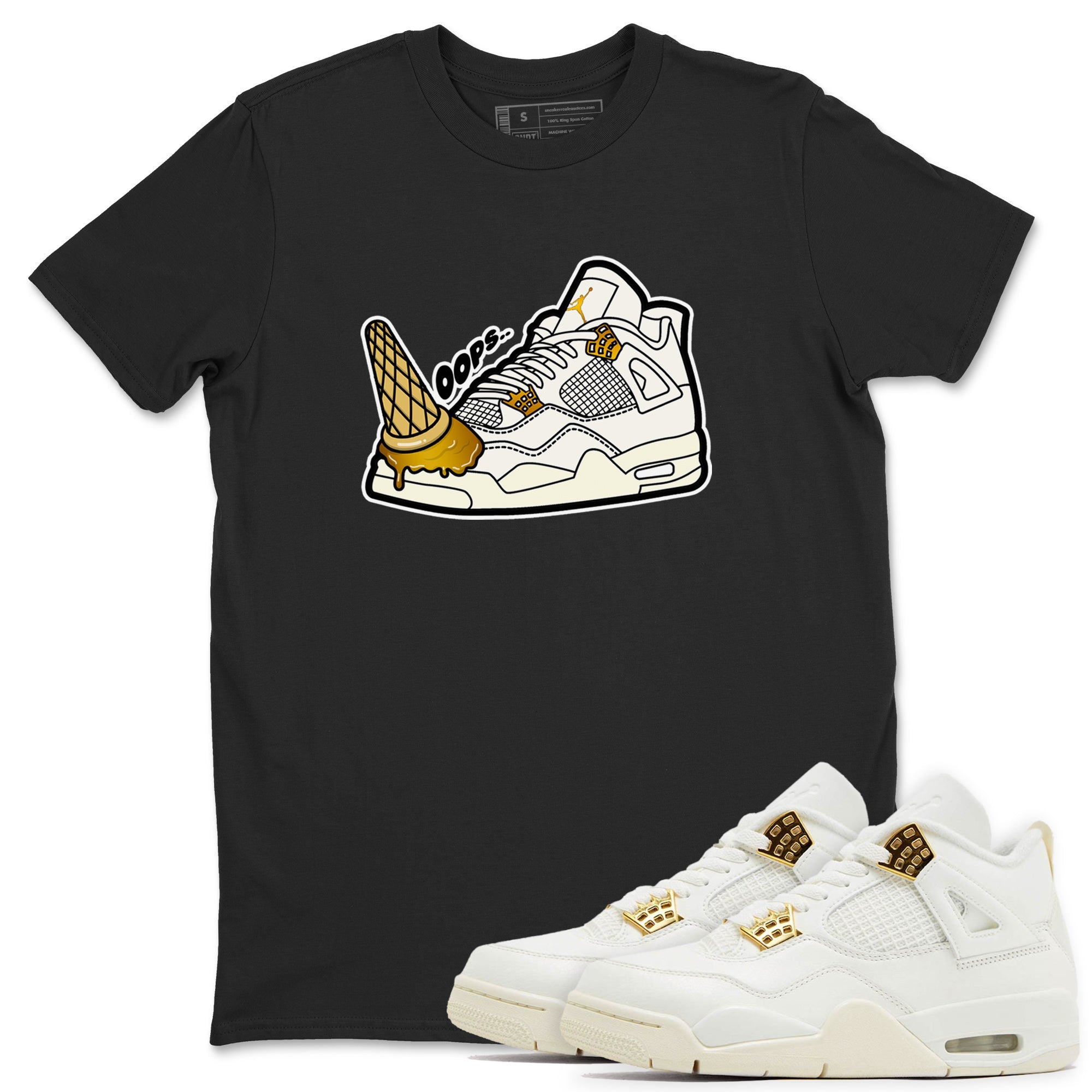4s Sail 2024 shirt to match jordans Dropped Ice Cream sneaker tees Air Jordan 4 Sail 2024 Drip Gear Zone unisex cotton Black 1 crew neck shirt