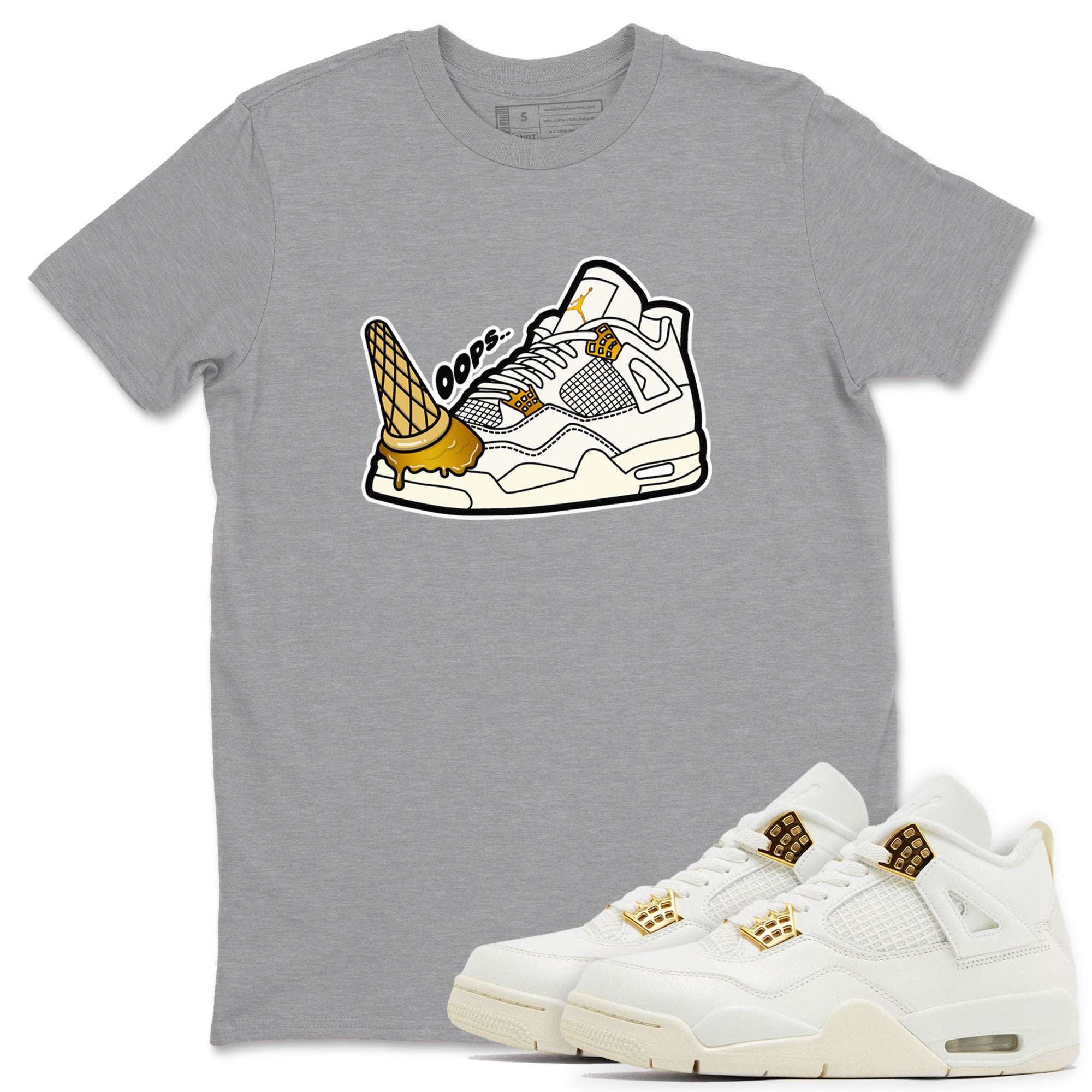 4s Sail 2024 shirt to match jordans Dropped Ice Cream sneaker tees Air Jordan 4 Sail 2024 Drip Gear Zone unisex cotton Heather Grey 1 crew neck shirt