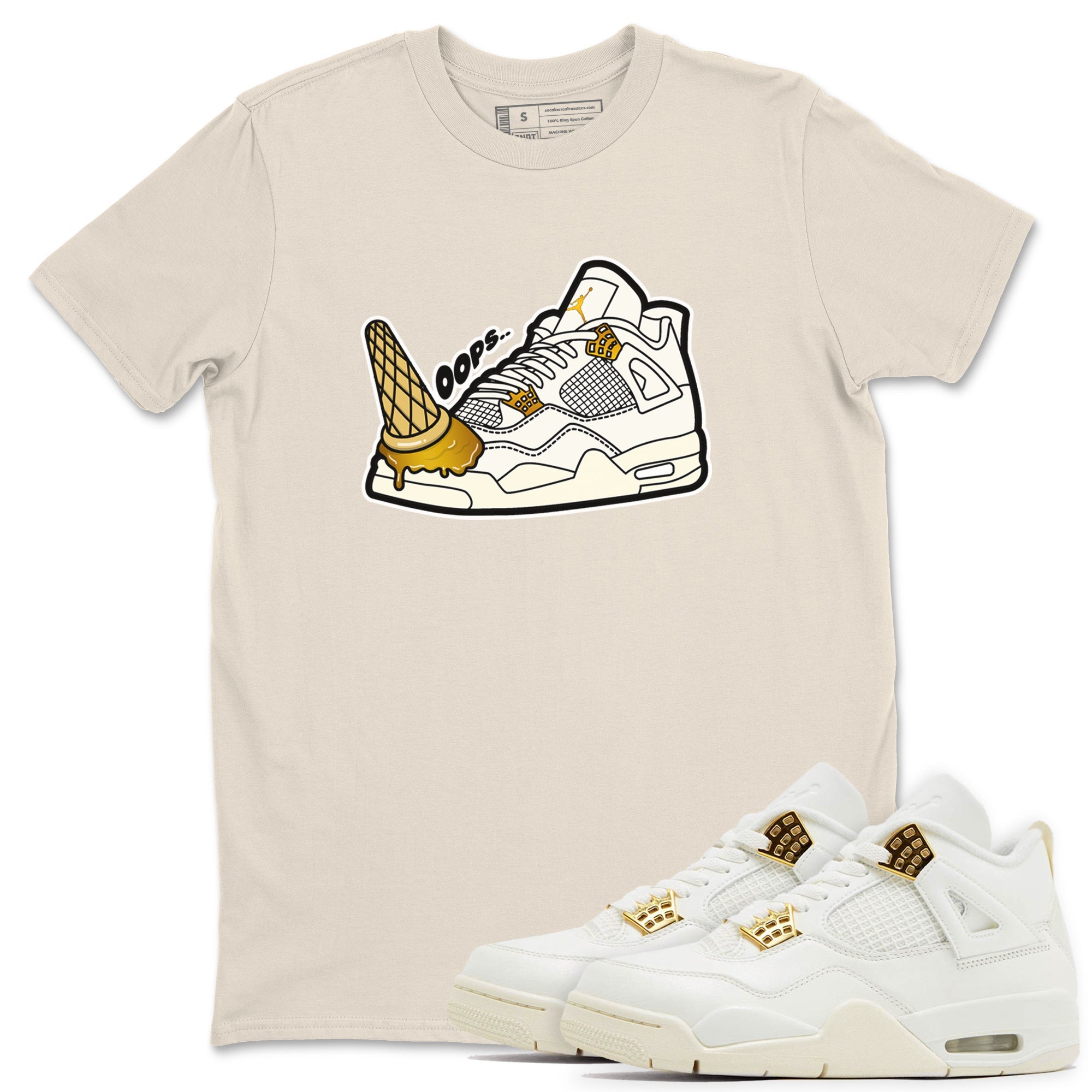 4s Sail 2024 shirt to match jordans Dropped Ice Cream sneaker tees Air Jordan 4 Sail 2024 Drip Gear Zone unisex cotton Natural 1 crew neck shirt