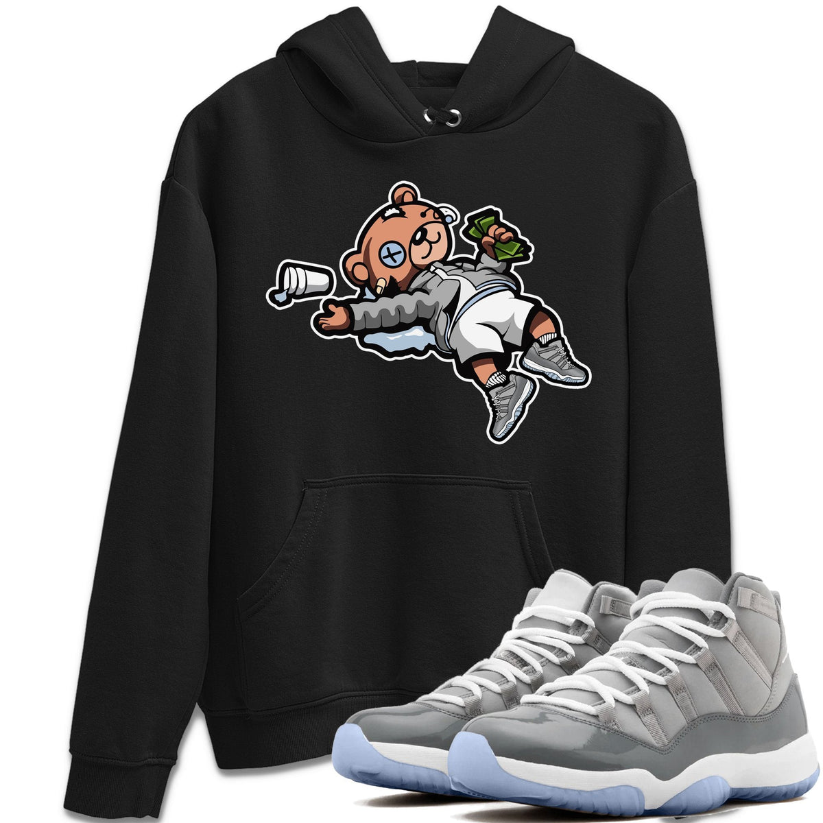Jordan 11 Cool Grey Sneaker Matching T-Shirt Drunk Teddy Bear Sneaker Tees Jordan 11 Cool Grey Sneaker Release Tees Crew Neck Tees