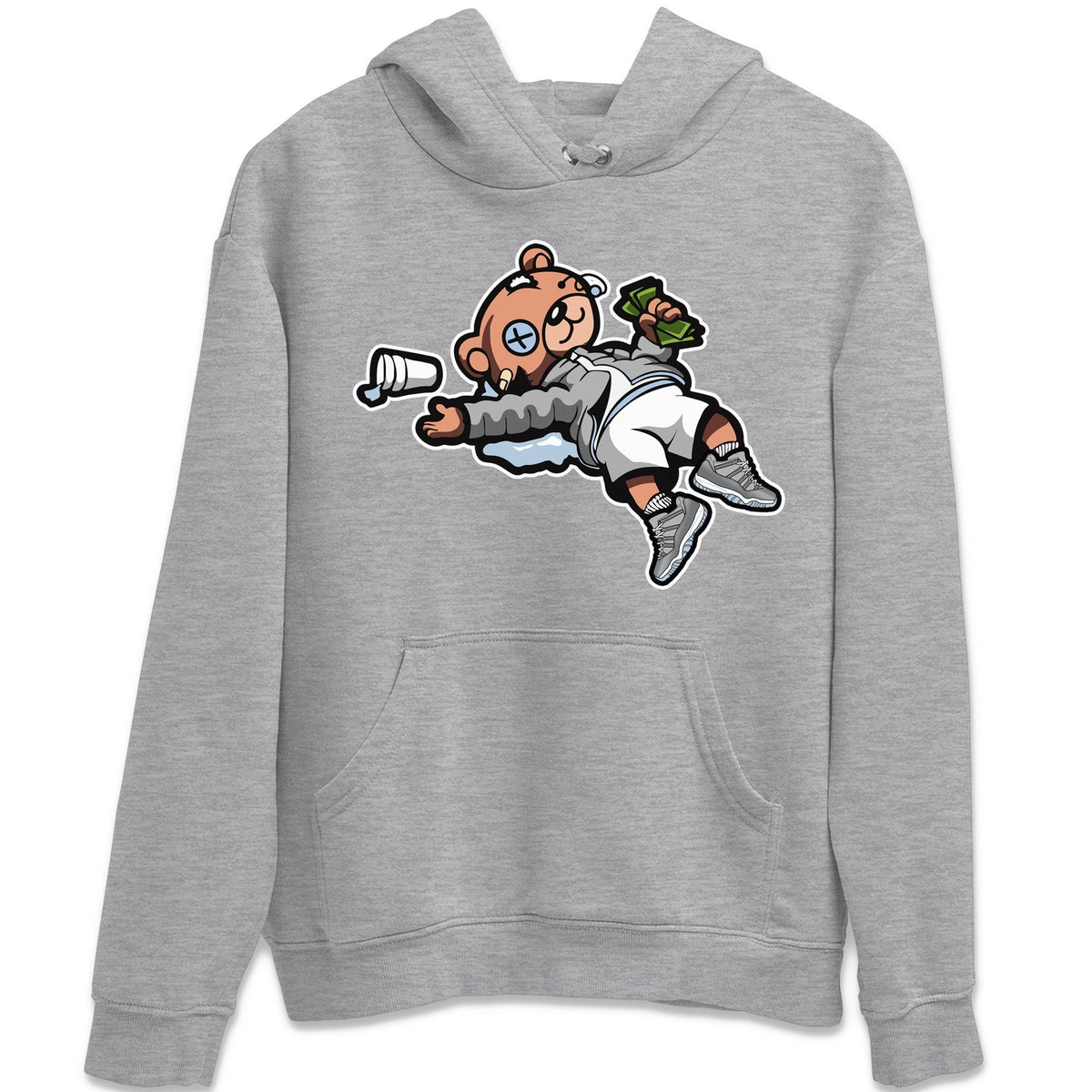 Jordan 11 Cool Grey Sneaker Matching T-Shirt Drunk Teddy Bear Sneaker Tees Jordan 11 Cool Grey Sneaker Release Tees Crew Neck Tees