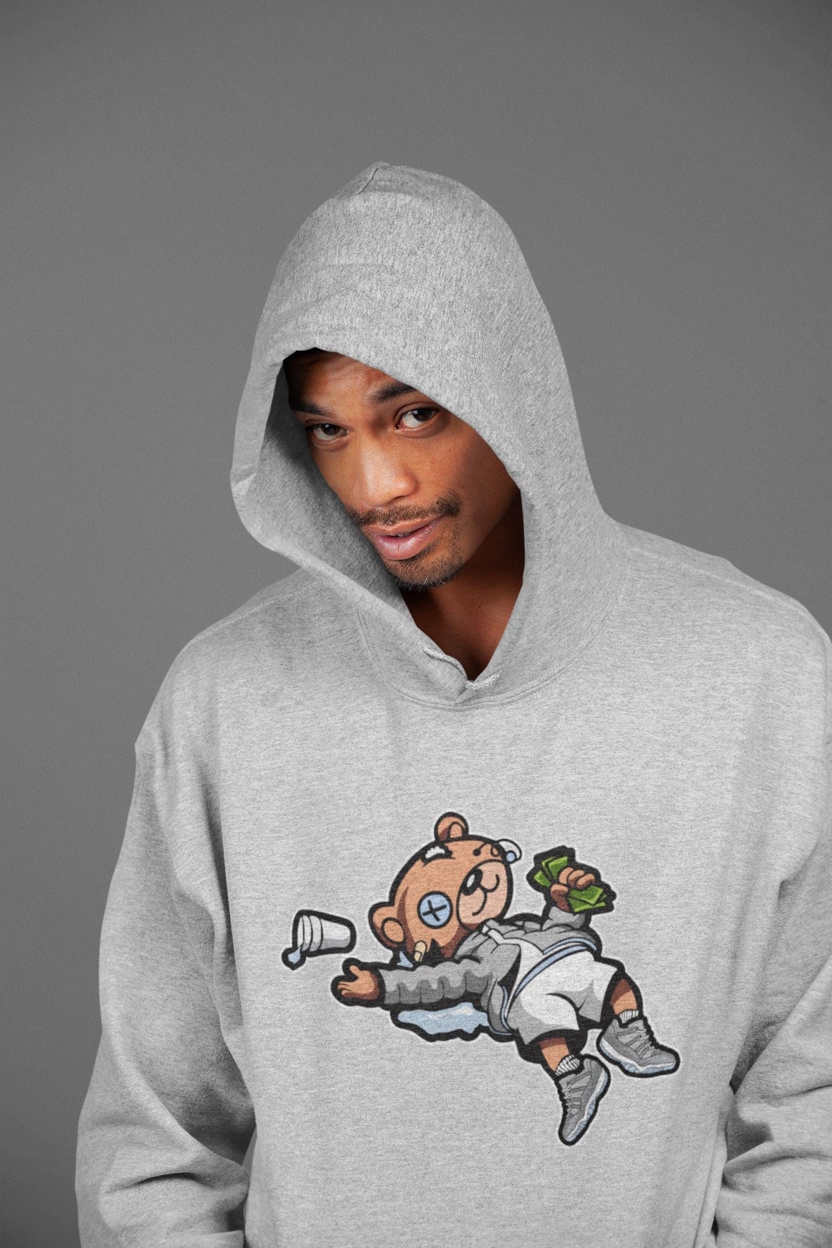Jordan 11 Cool Grey Sneaker Matching T-Shirt Drunk Teddy Bear Sneaker Tees Jordan 11 Cool Grey Sneaker Release Tees Crew Neck Tees