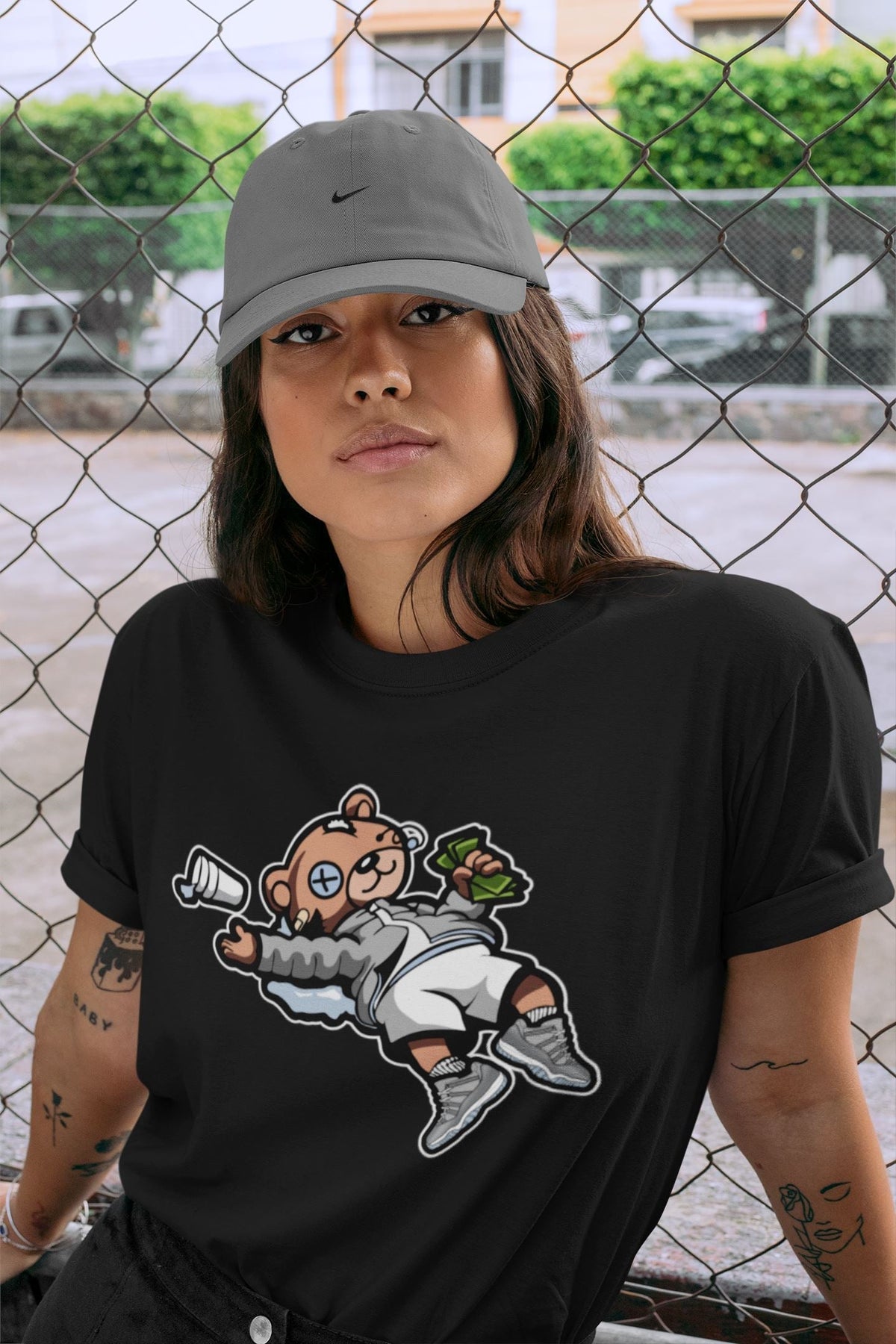 Jordan 11 Cool Grey Sneaker Matching T-Shirt Drunk Teddy Bear Sneaker Tees Jordan 11 Cool Grey Sneaker Release Tees Crew Neck Tees