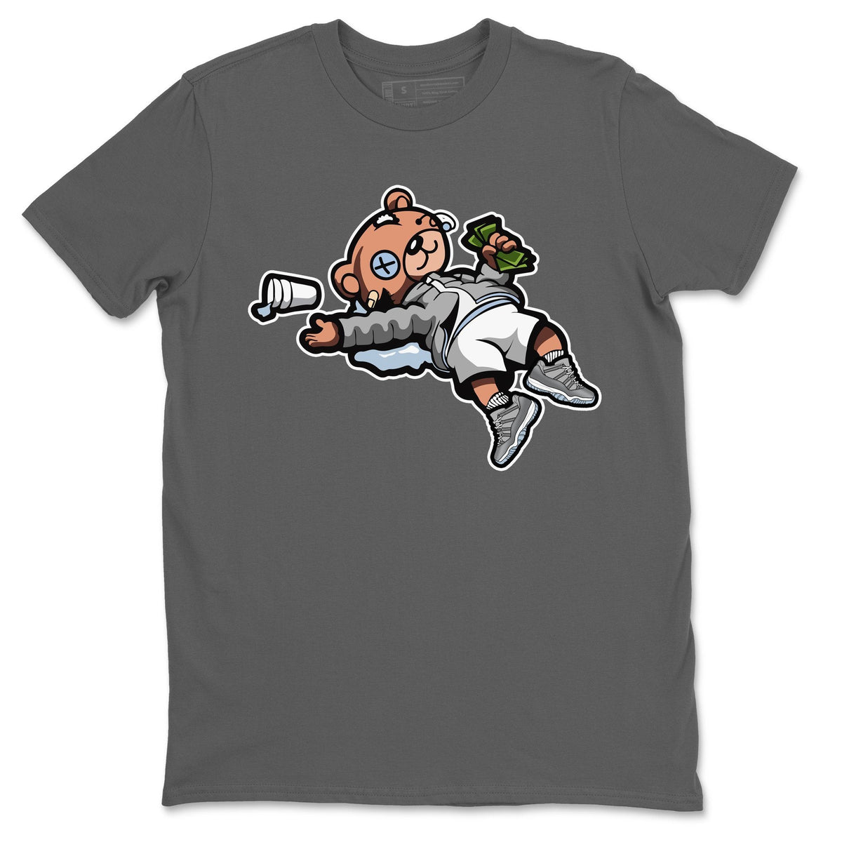 Jordan 11 Cool Grey Sneaker Matching T-Shirt Drunk Teddy Bear Sneaker Tees Jordan 11 Cool Grey Sneaker Release Tees Crew Neck Tees