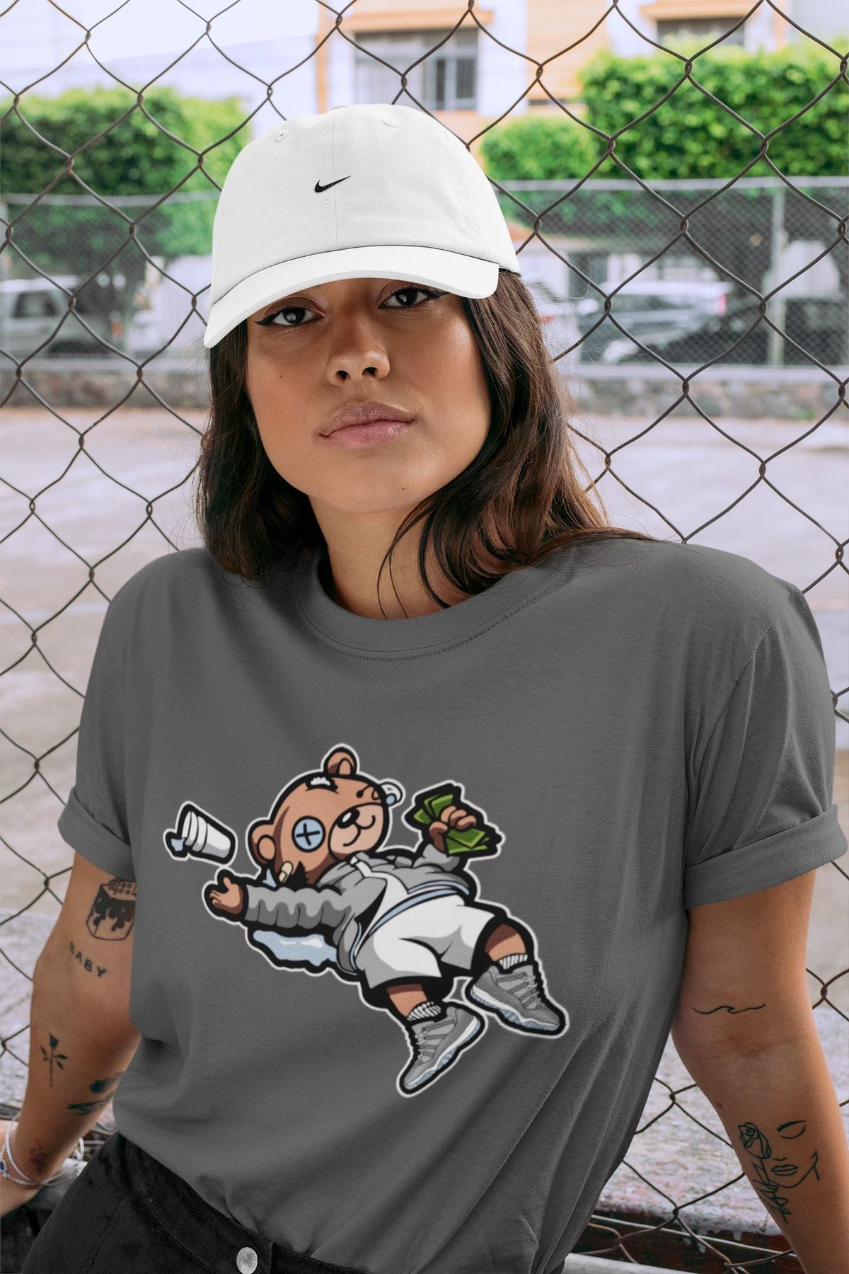 Jordan 11 Cool Grey Sneaker Matching T-Shirt Drunk Teddy Bear Sneaker Tees Jordan 11 Cool Grey Sneaker Release Tees Crew Neck Tees