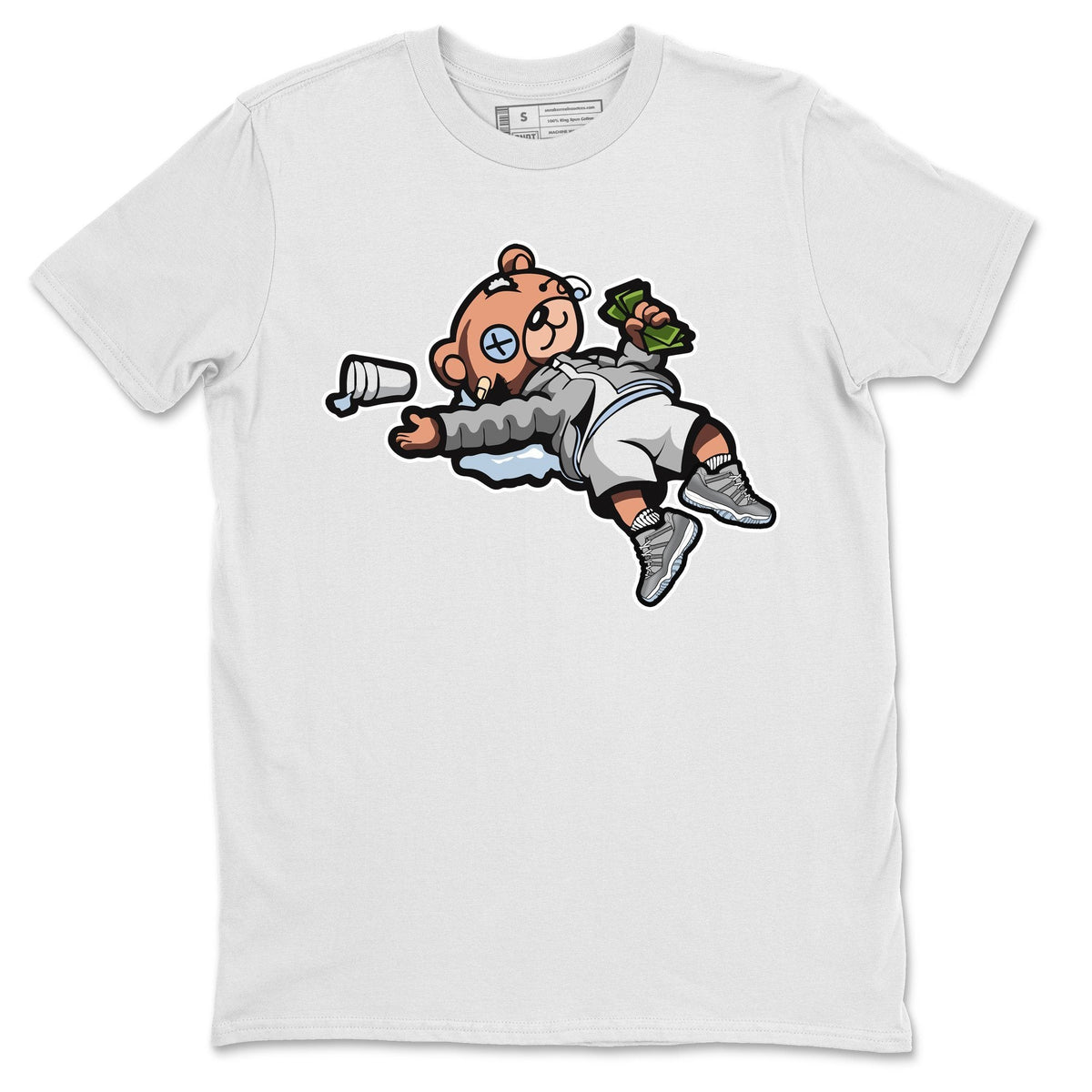 Jordan 11 Cool Grey Sneaker Matching T-Shirt Drunk Teddy Bear Sneaker Tees Jordan 11 Cool Grey Sneaker Release Tees Crew Neck Tees