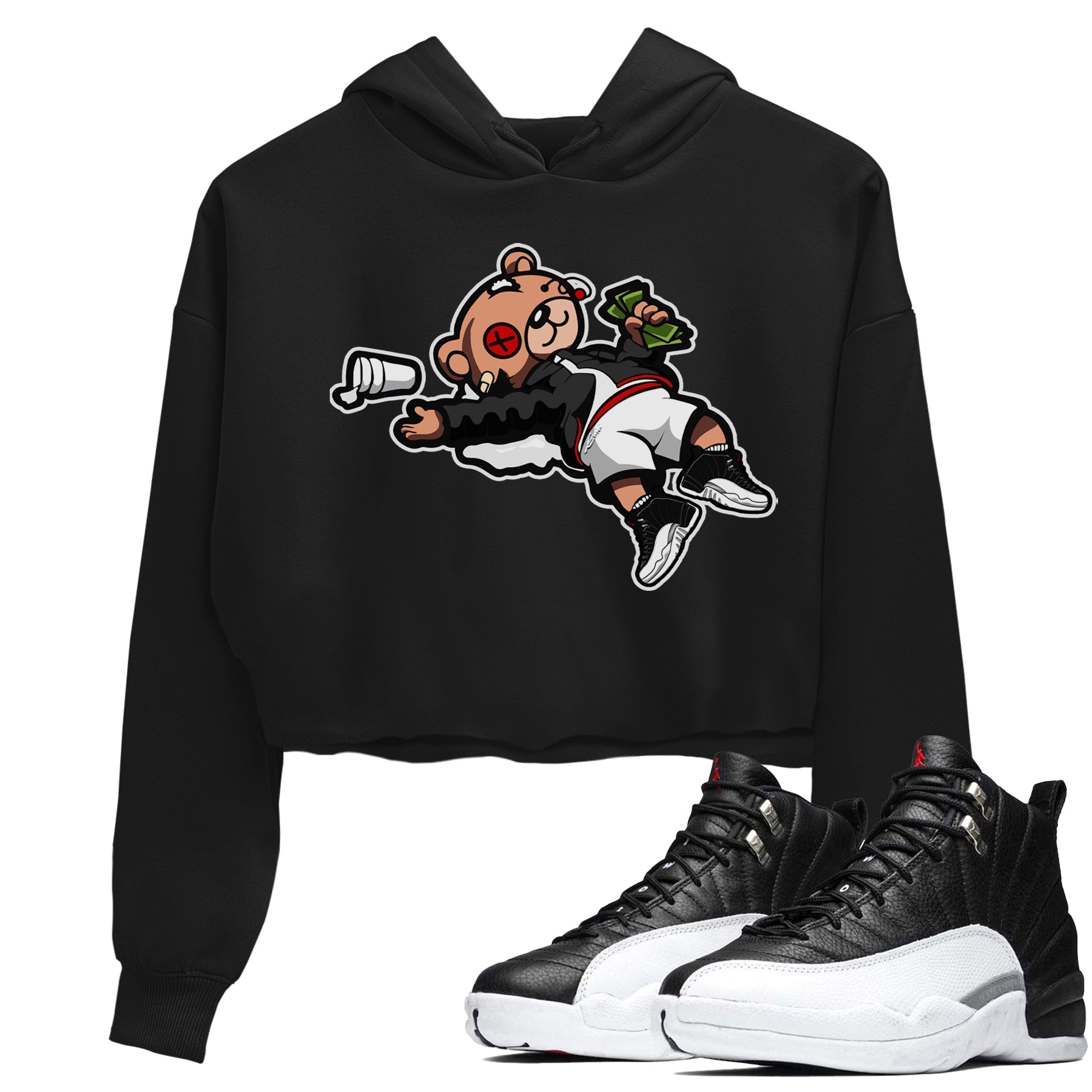 Jordan 12 Playoffs Sneaker Matching T-Shirt Drunk Teddy Bear Sneaker Tees Jordan 12 Playoffs Sneaker Release Tees Women's Shirts