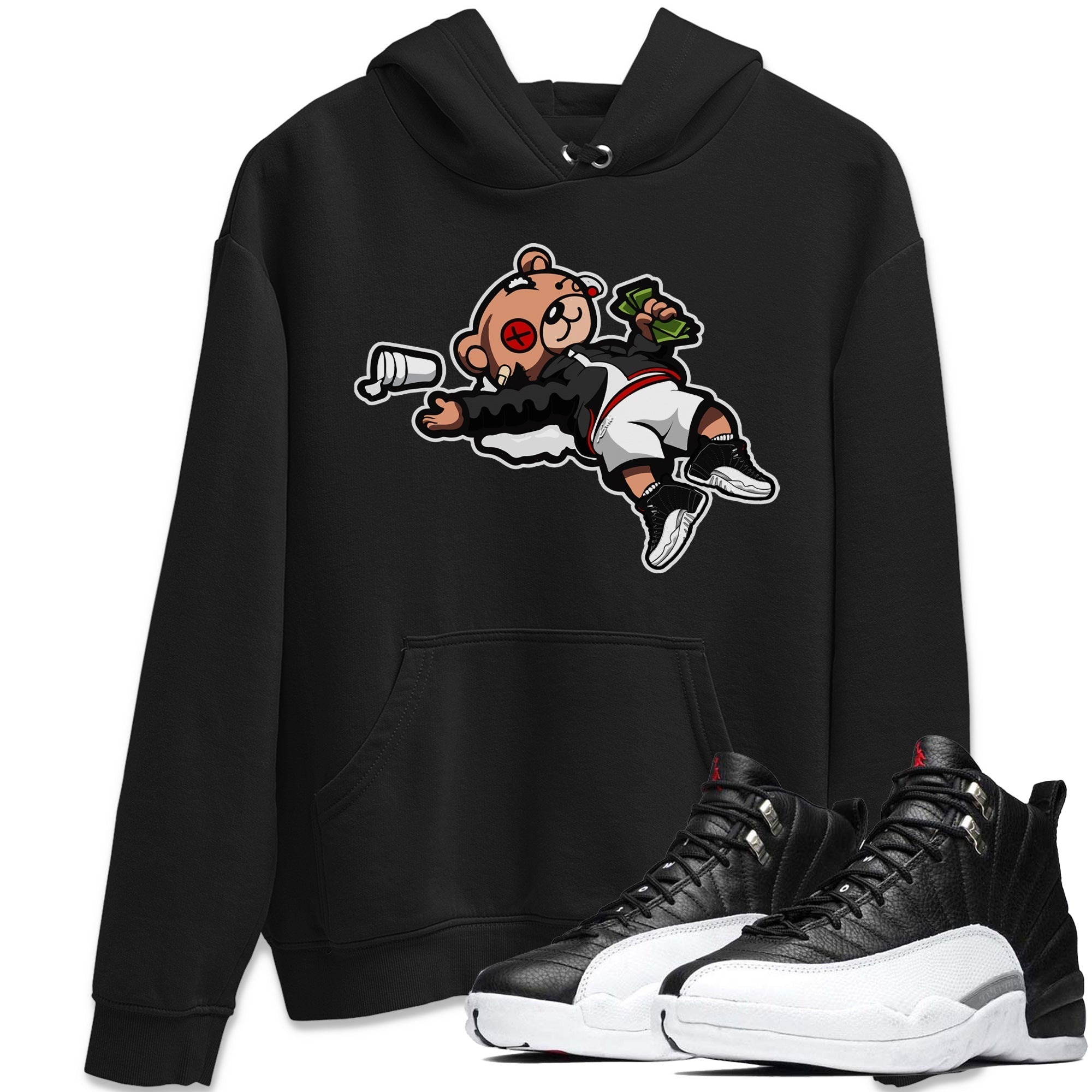 Jordan 12 Playoffs Sneaker Matching T-Shirt Drunk Teddy Bear Sneaker Tees Jordan 12 Playoffs Sneaker Release Tees Crew Neck Tees