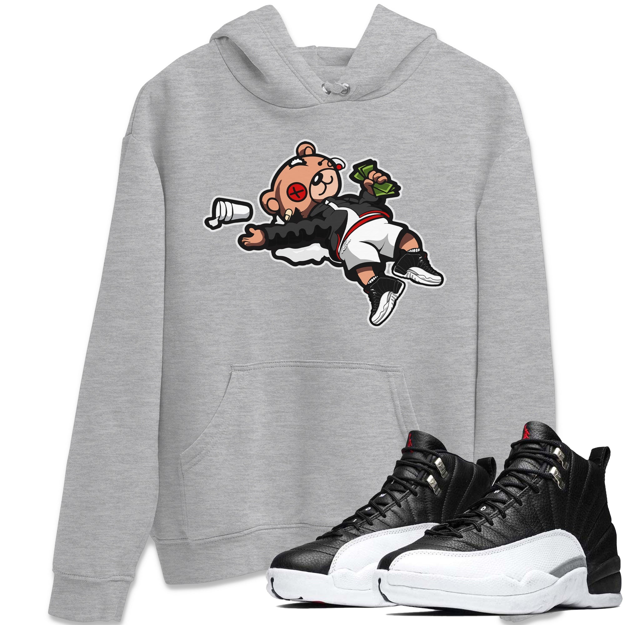 Jordan 12 Playoffs Sneaker Matching T-Shirt Drunk Teddy Bear Sneaker Tees Jordan 12 Playoffs Sneaker Release Tees Crew Neck Tees