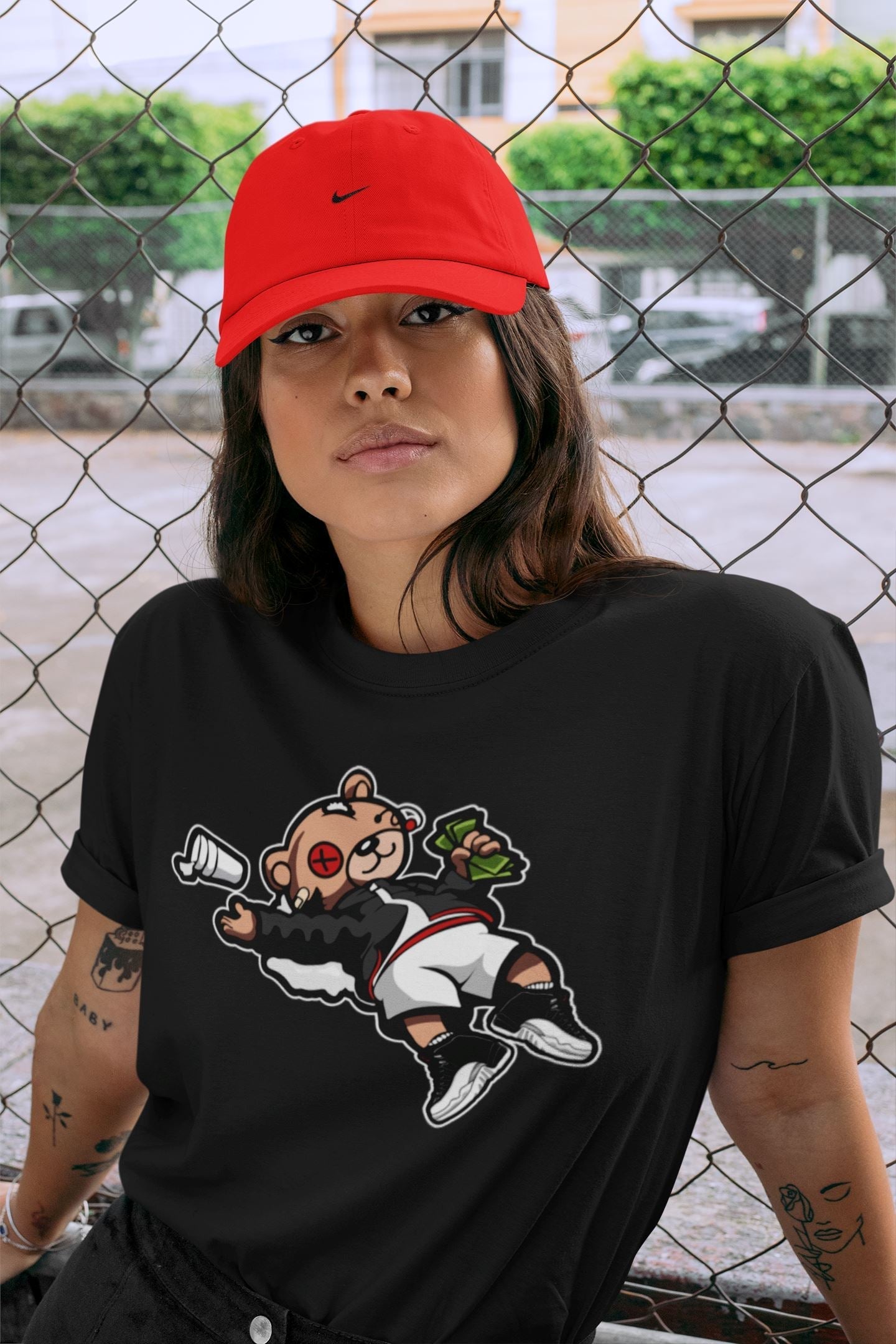 Jordan 12 Playoffs Sneaker Matching T-Shirt Drunk Teddy Bear Sneaker Tees Jordan 12 Playoffs Sneaker Release Tees Crew Neck Tees