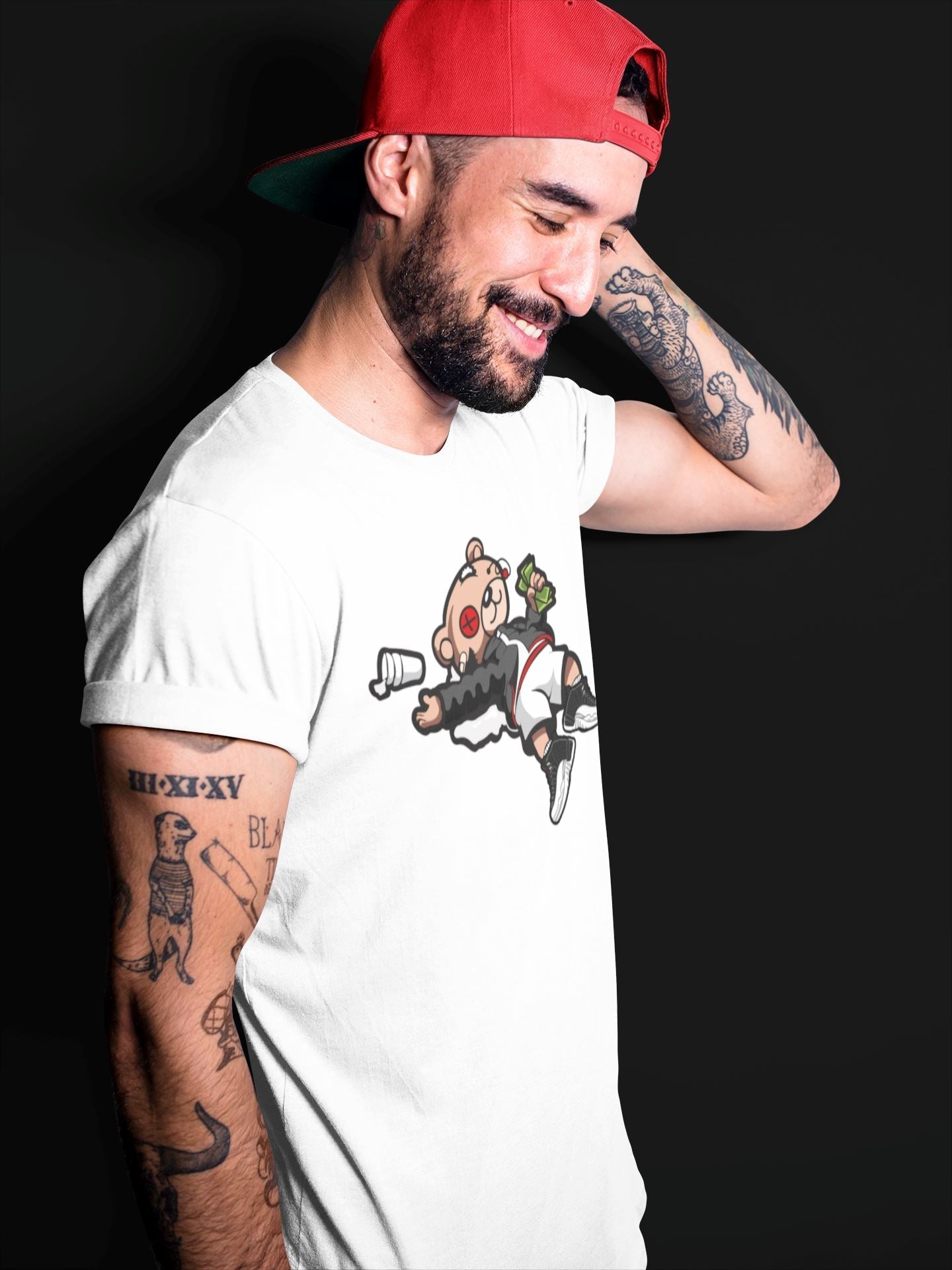 Jordan 12 Playoffs Sneaker Matching T-Shirt Drunk Teddy Bear Sneaker Tees Jordan 12 Playoffs Sneaker Release Tees Crew Neck Tees