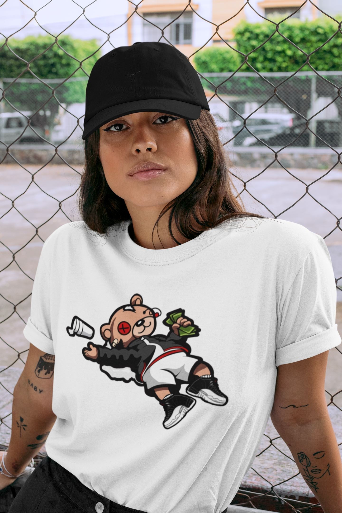 Jordan 12 Playoffs Sneaker Matching T-Shirt Drunk Teddy Bear Sneaker Tees Jordan 12 Playoffs Sneaker Release Tees Crew Neck Tees